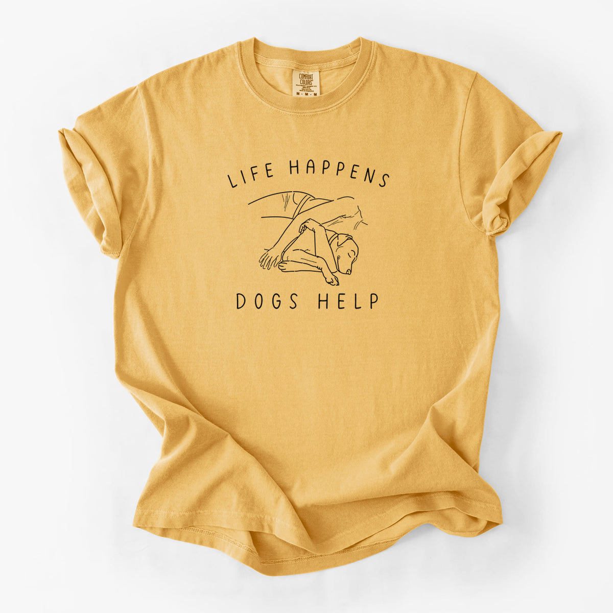 Life Happens Dogs Help - Labrador - Unisex Comfort Colors Garment-Dyed Heavyweight T-shirt in Golden Wheat