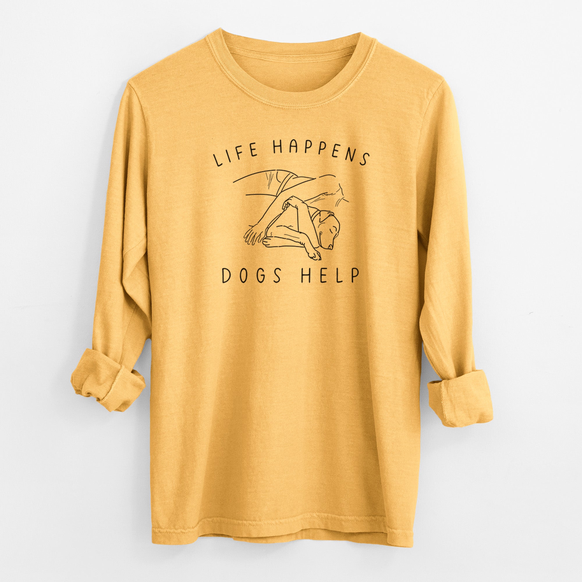 Life Happens Dogs Help - Labrador - Men's Heavyweight 100% Cotton Long Sleeve