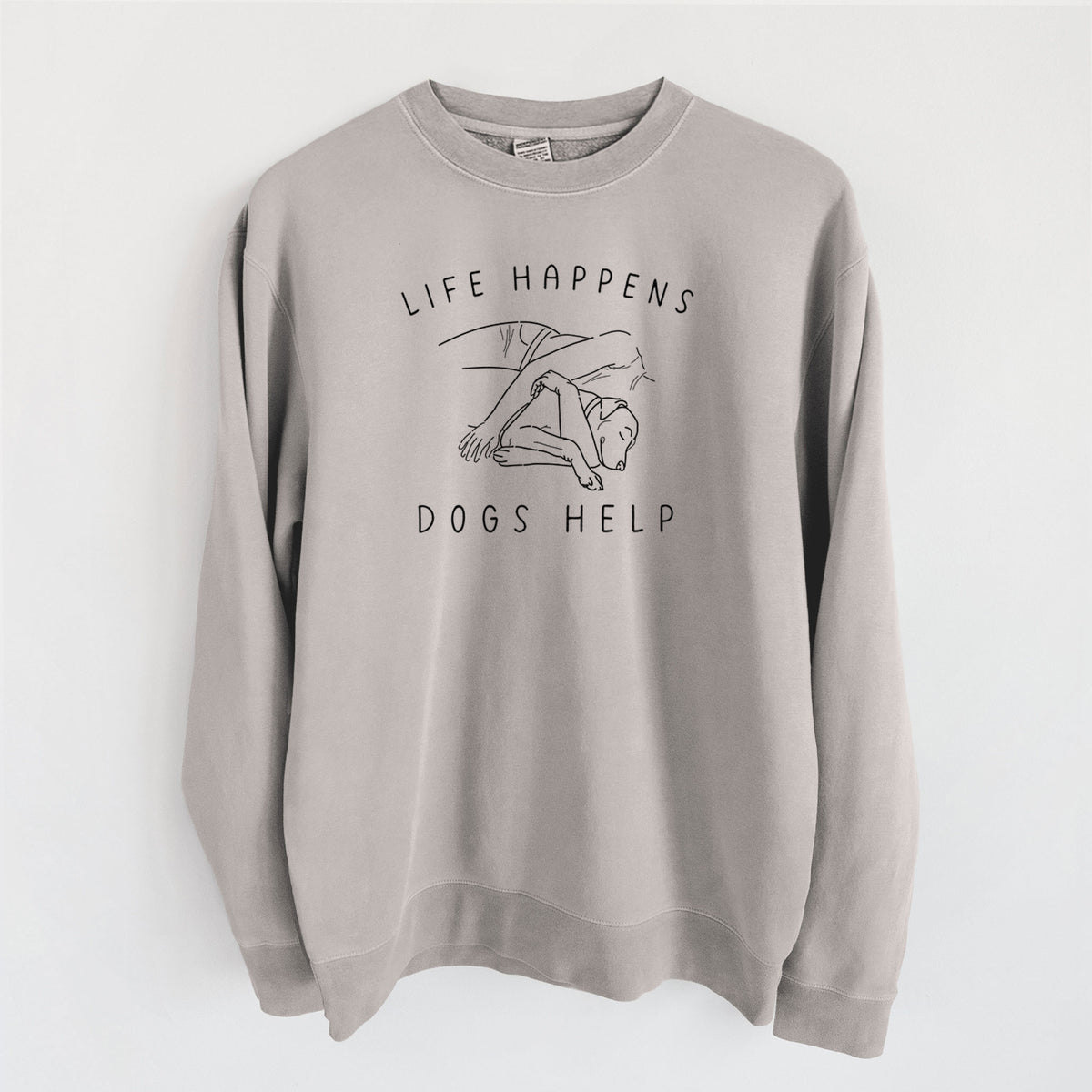 Life Happens Dogs Help - Labrador - Unisex Pigment Dyed Crew Sweatshirt in Cement