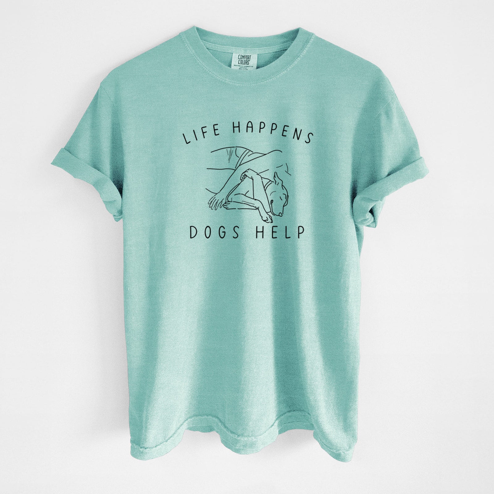 Life Happens Dogs Help - Unisex Comfort Colors Garment-Dyed Heavyweight T-shirt in Chalky Mint