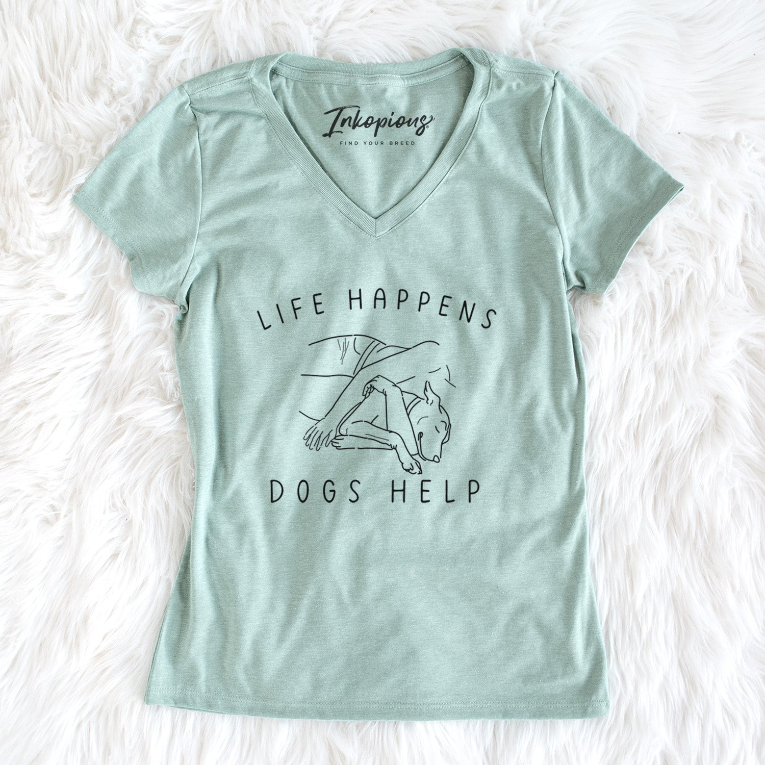 Life Happens Dogs Help - Women's Perfect V-neck Shirt