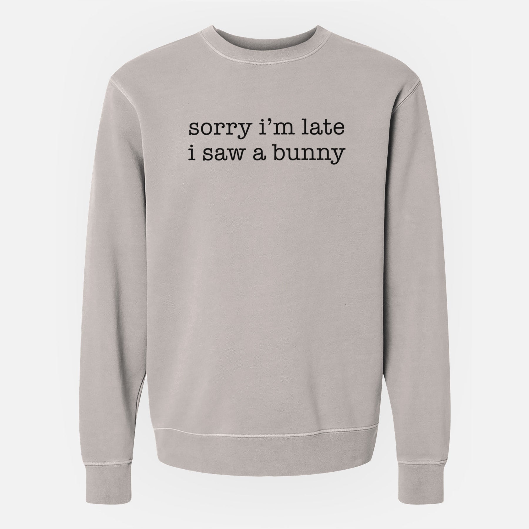 Sorry I'm Late I Saw a Bunny - Unisex Pigment Dyed Crew Sweatshirt