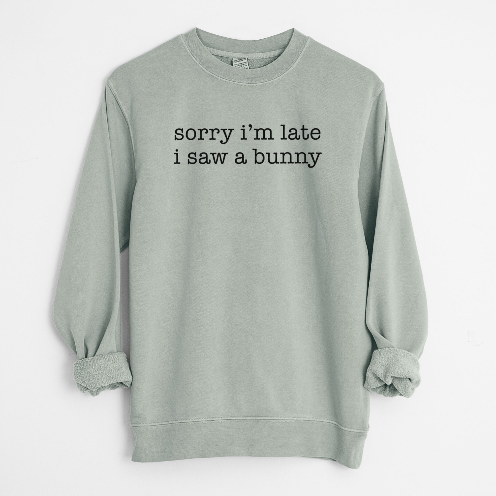 Sorry I'm Late I Saw a Bunny - Unisex Pigment Dyed Crew Sweatshirt