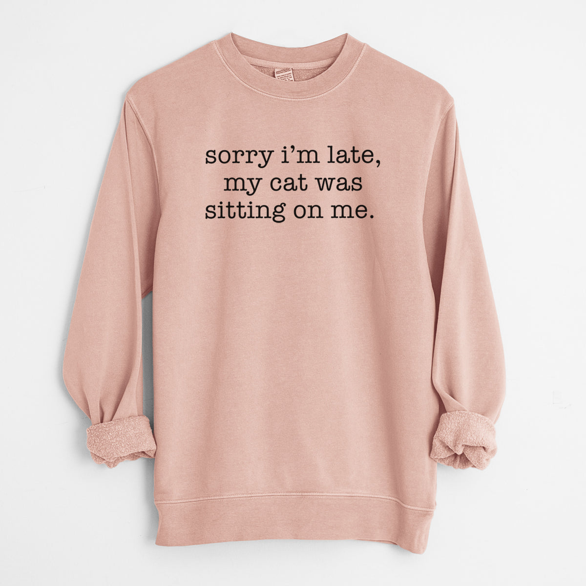Sorry I'm Late, My Cat Was Sitting On Me. - Unisex Pigment Dyed Crew Sweatshirt
