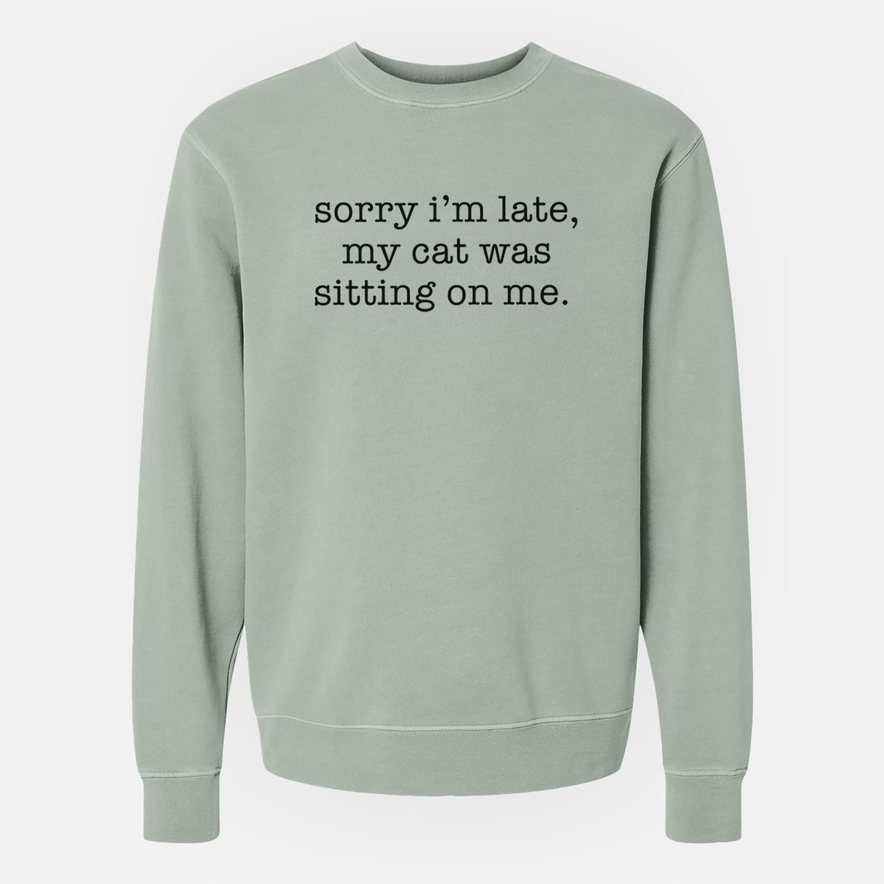 Sorry I'm Late, My Cat Was Sitting On Me. - Unisex Pigment Dyed Crew Sweatshirt