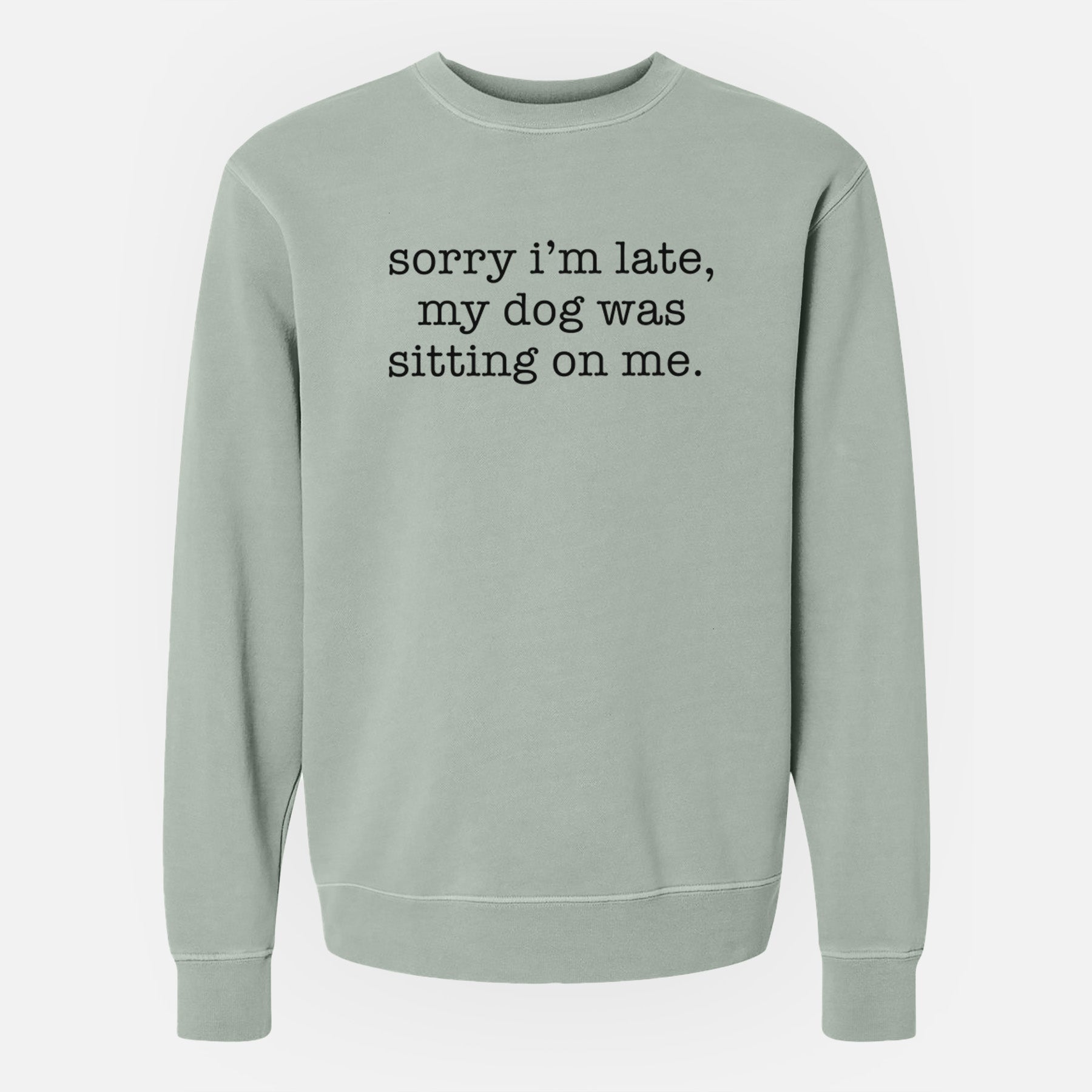 Sorry I'm Late, My Dog Was Sitting On Me. - Unisex Pigment Dyed Crew Sweatshirt