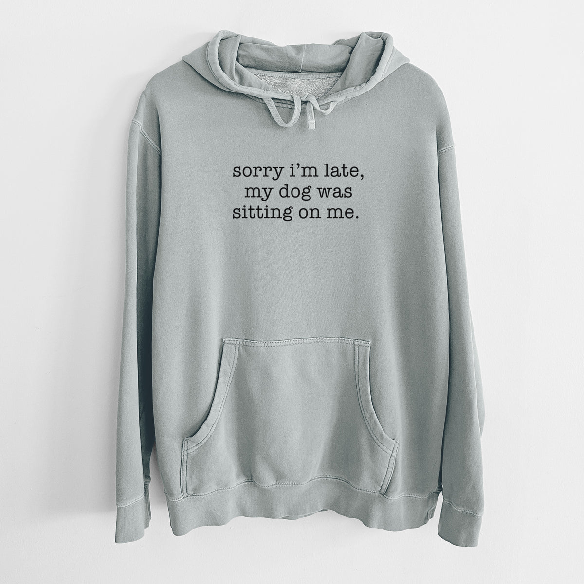 Sorry I'm Late, My Dog Was Sitting On Me. - Unisex Pigment Dyed Hoodie
