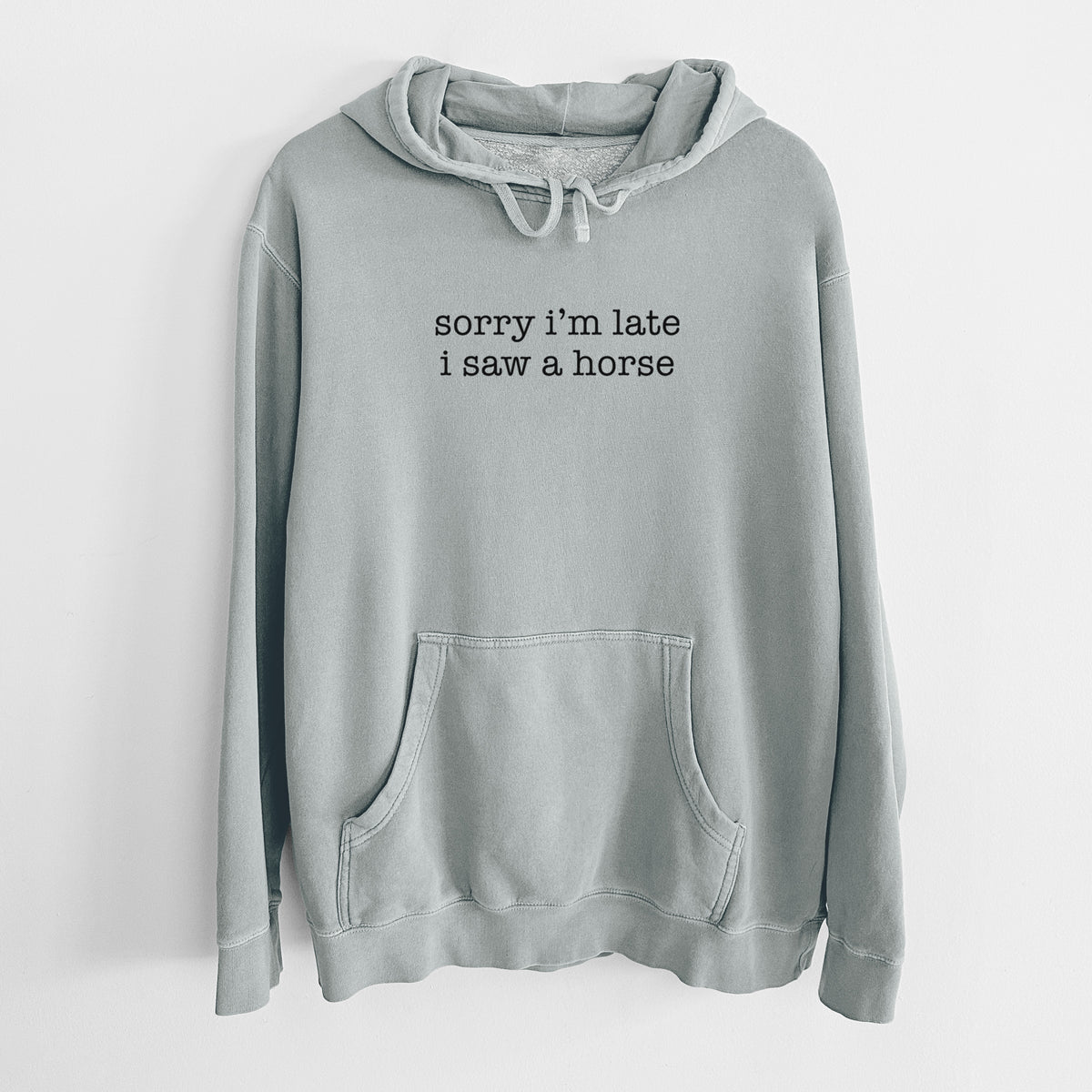 Sorry I'm Late I Saw a Horse - Unisex Pigment Dyed Hoodie