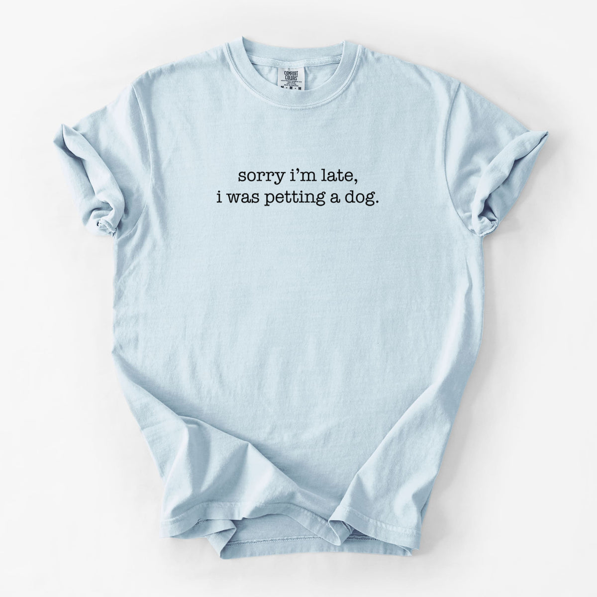 Sorry I'm Late, I Was Petting a Dog - Unisex Comfort Colors Garment-Dyed Heavyweight T-shirt in Chambray
