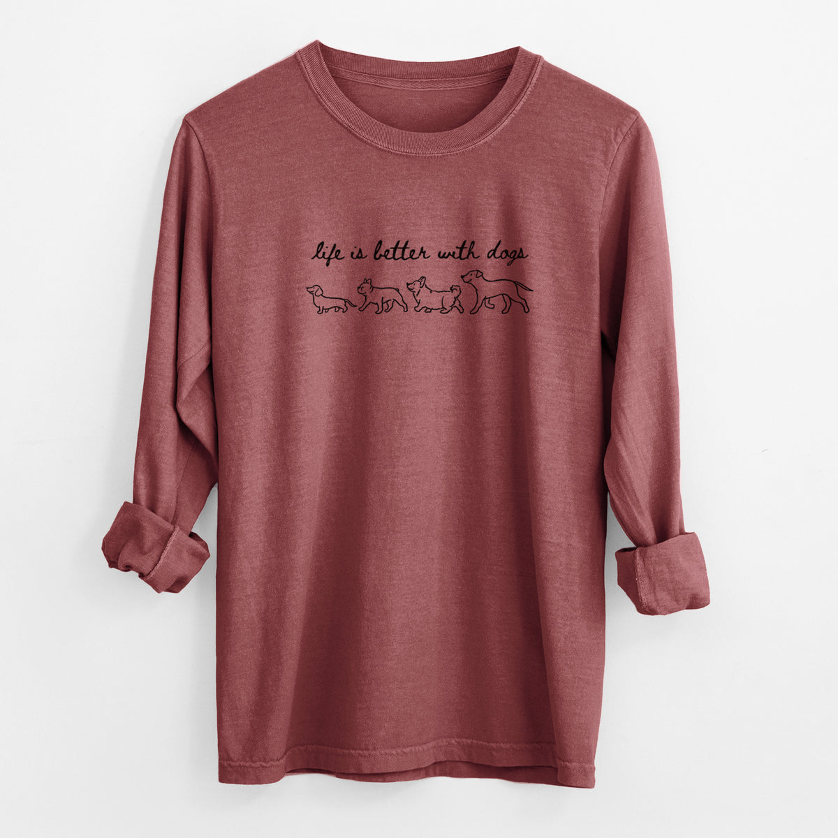 Life is Better with Dogs - Men's Heavyweight 100% Cotton Long Sleeve