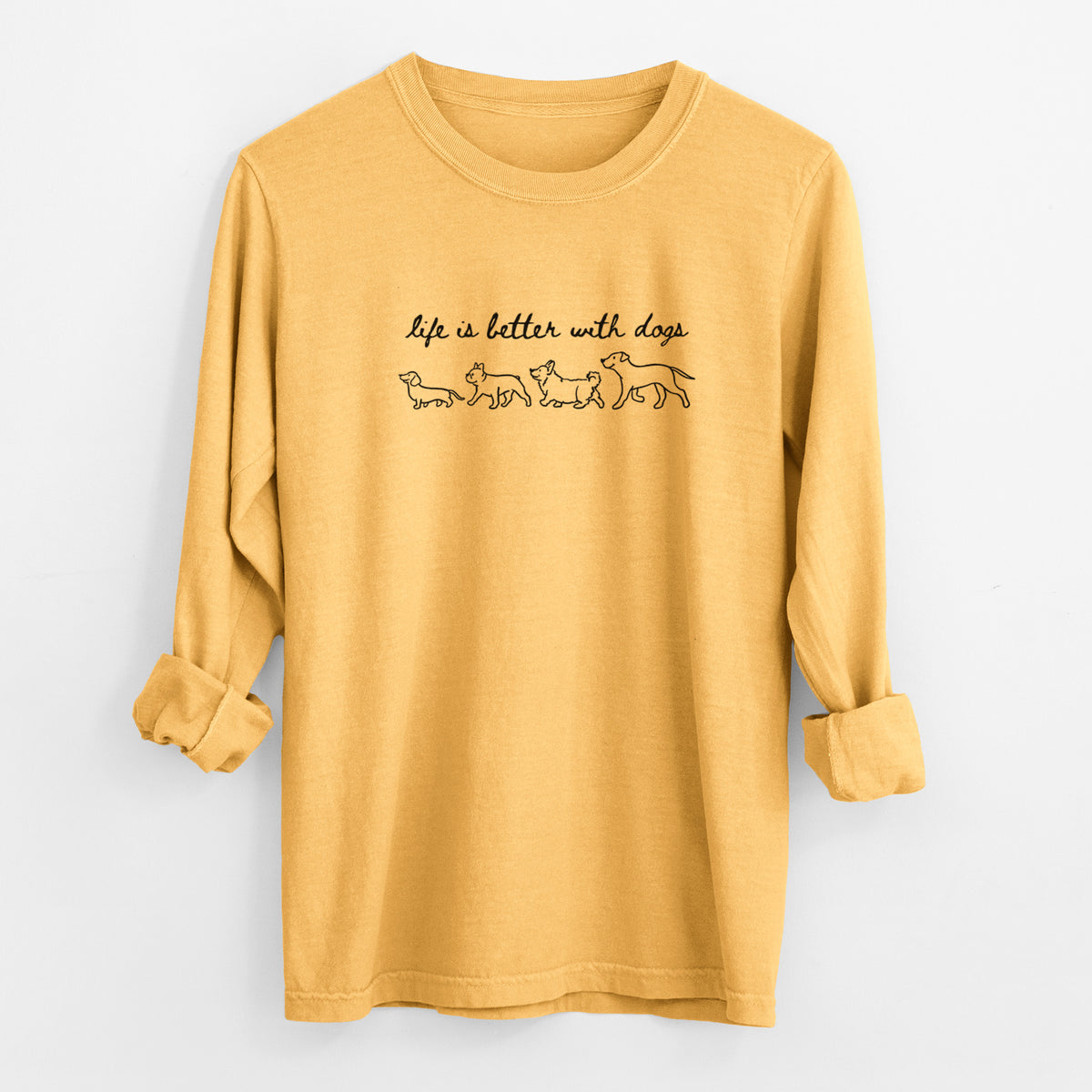 Life is Better with Dogs - Men's Heavyweight 100% Cotton Long Sleeve