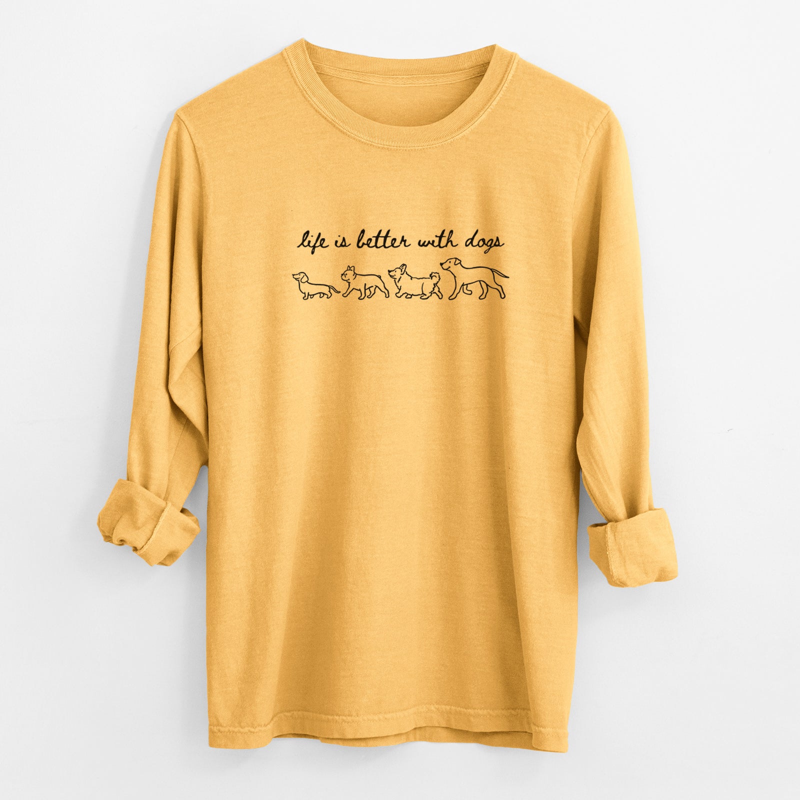 Life is Better with Dogs - Men's Heavyweight 100% Cotton Long Sleeve