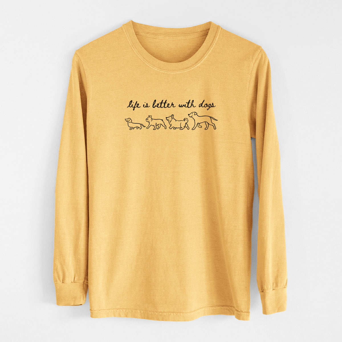 Life is Better with Dogs - Men's Heavyweight 100% Cotton Long Sleeve