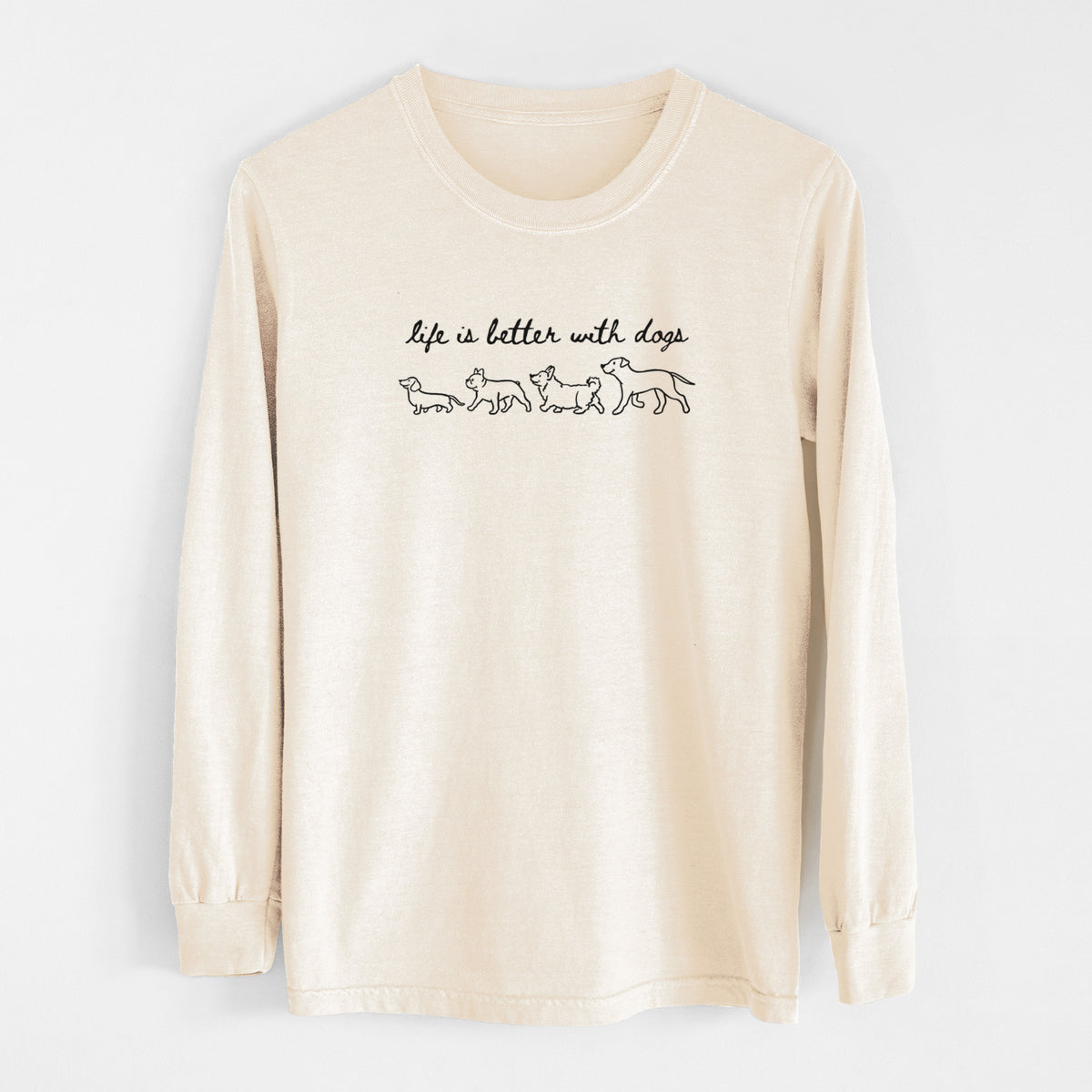 Life is Better with Dogs - Men's Heavyweight 100% Cotton Long Sleeve