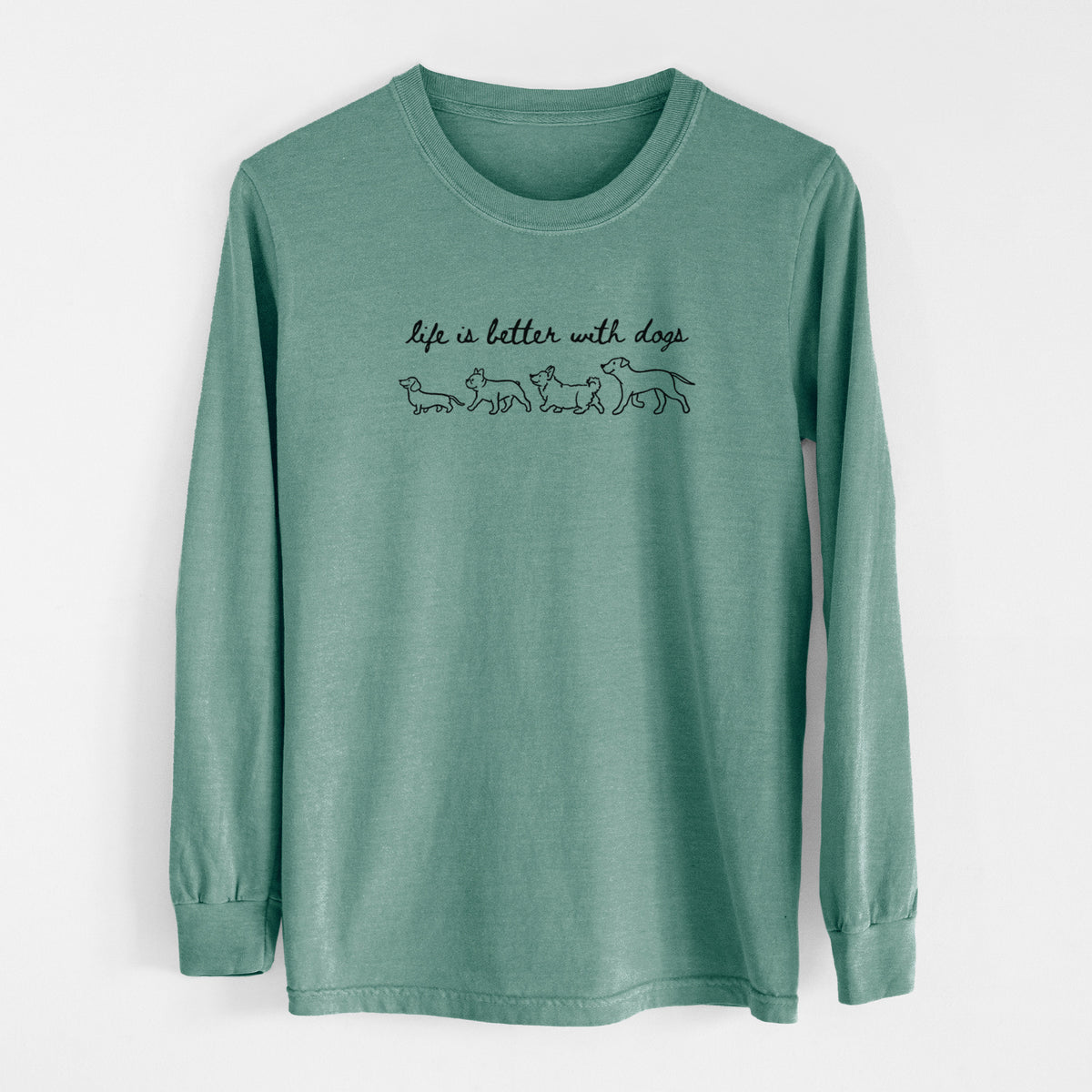 Life is Better with Dogs - Men's Heavyweight 100% Cotton Long Sleeve