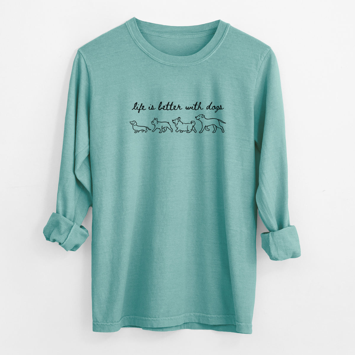 Life is Better with Dogs - Men's Heavyweight 100% Cotton Long Sleeve