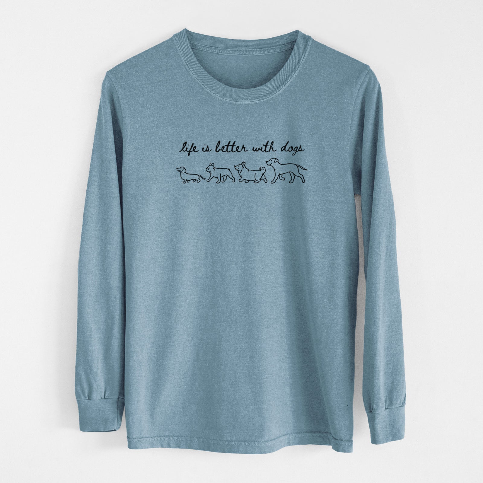 Life is Better with Dogs - Men's Heavyweight 100% Cotton Long Sleeve