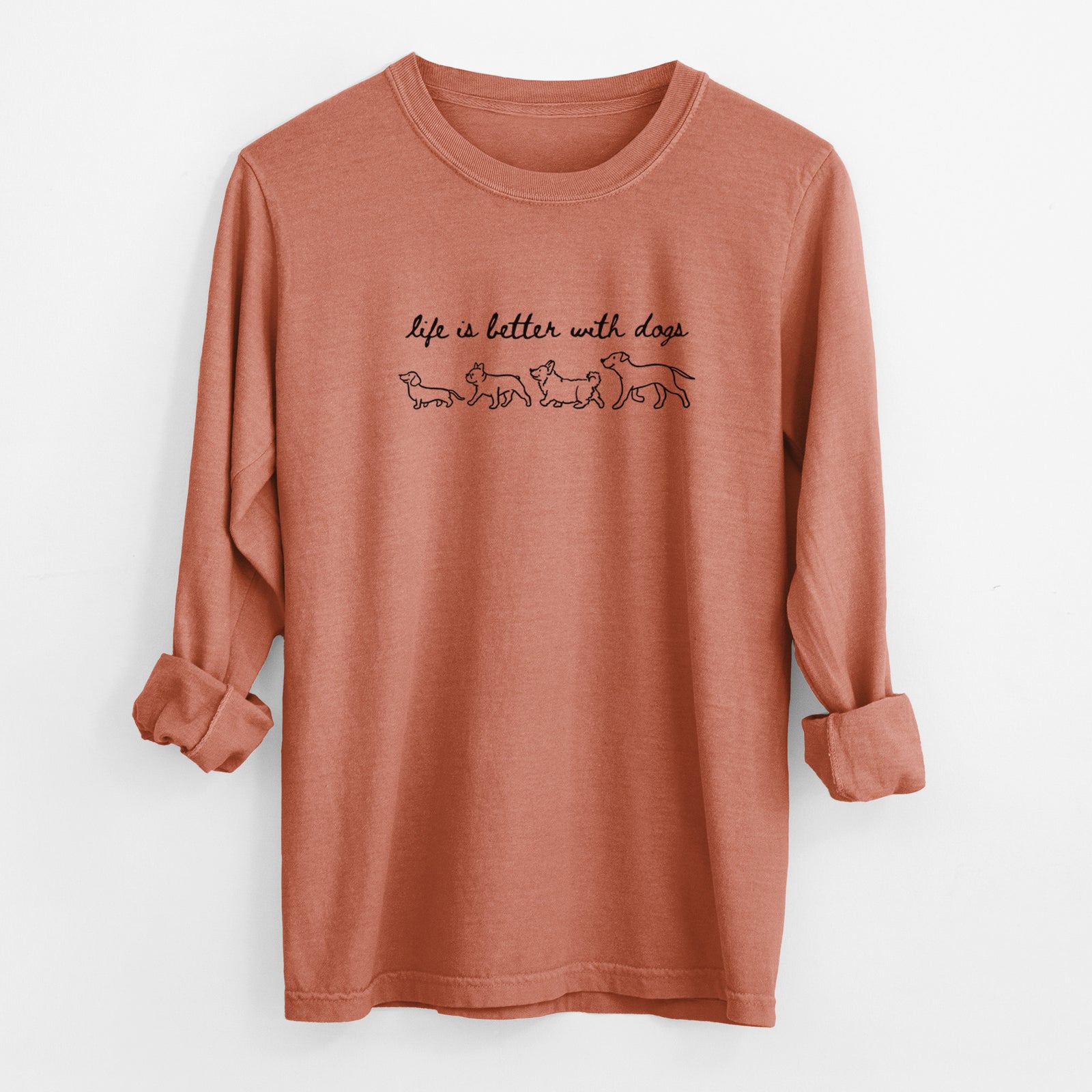 Life is Better with Dogs - Men's Heavyweight 100% Cotton Long Sleeve