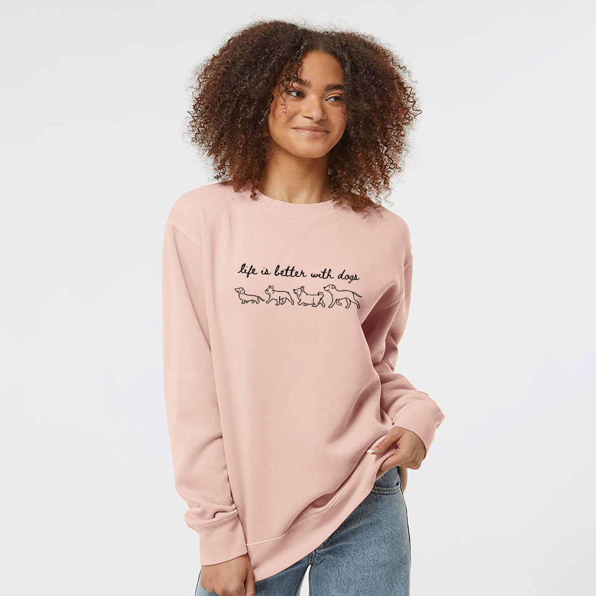 Life is Better with Dogs - Unisex Pigment Dyed Crew Sweatshirt