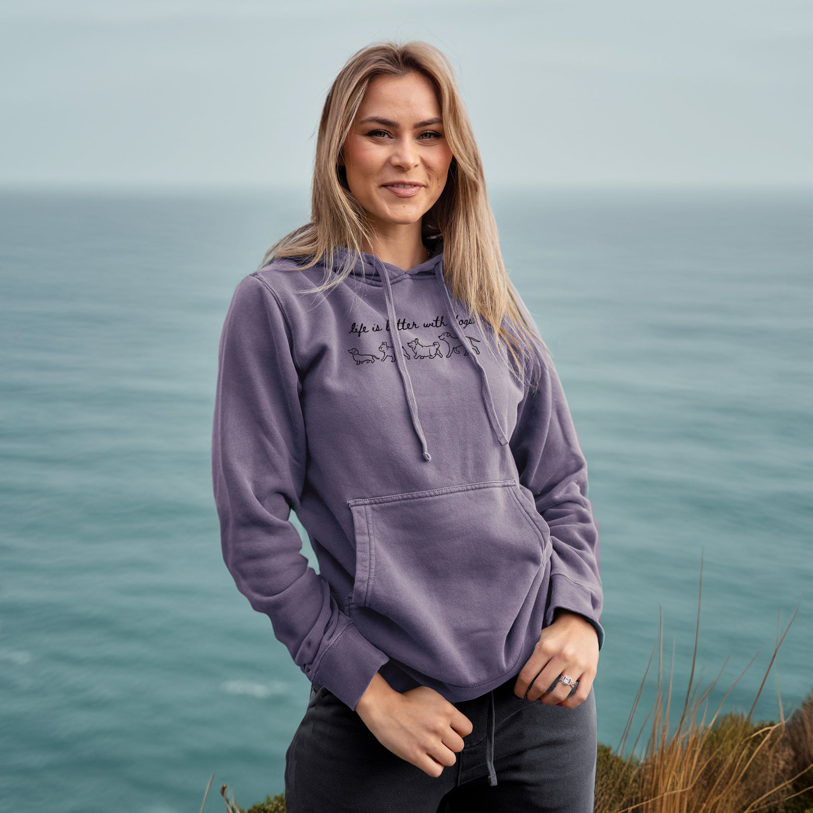 Life is Better with Dogs - Unisex Pigment Dyed Hoodie