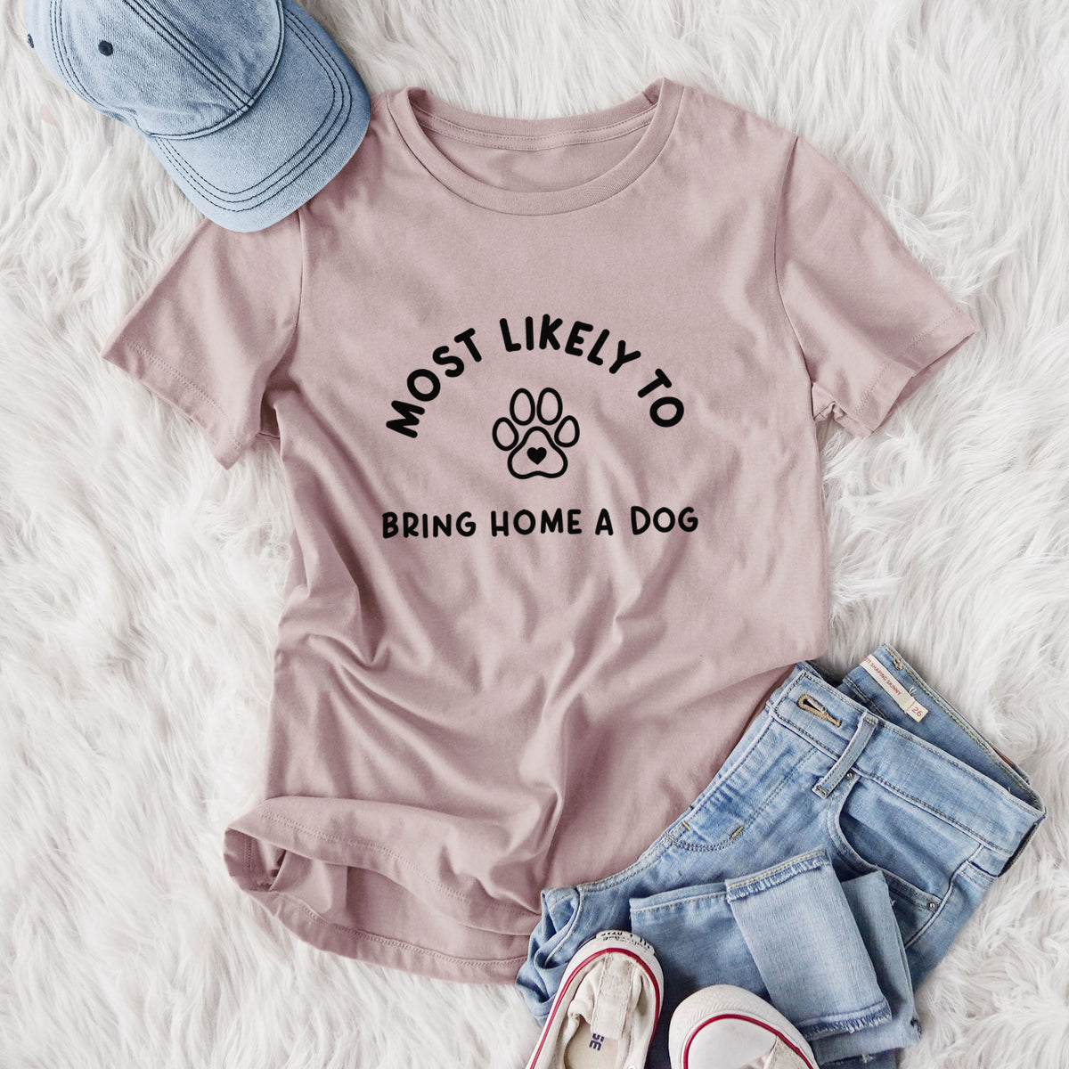 Most Likely to Bring Home a Dog - Paw - Women's Lightweight Relaxed Fit 100% Cotton Crewneck
