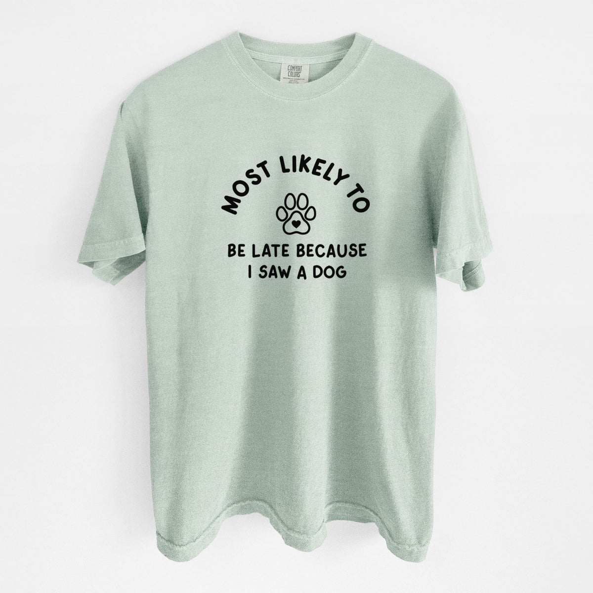 Most Likely to Be Late Because I Saw a Dog - Unisex Comfort Colors Garment-Dyed Heavyweight T-shirt in Bay