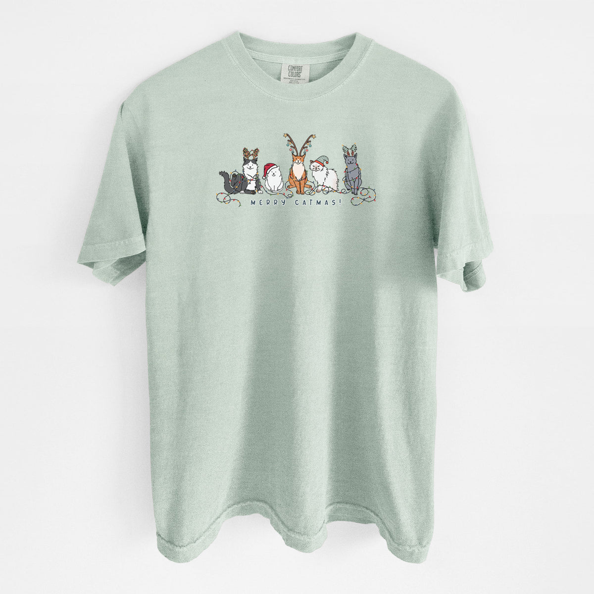 Merry Catmas - Unisex Comfort Colors Garment-Dyed Heavyweight T-shirt in Bay
