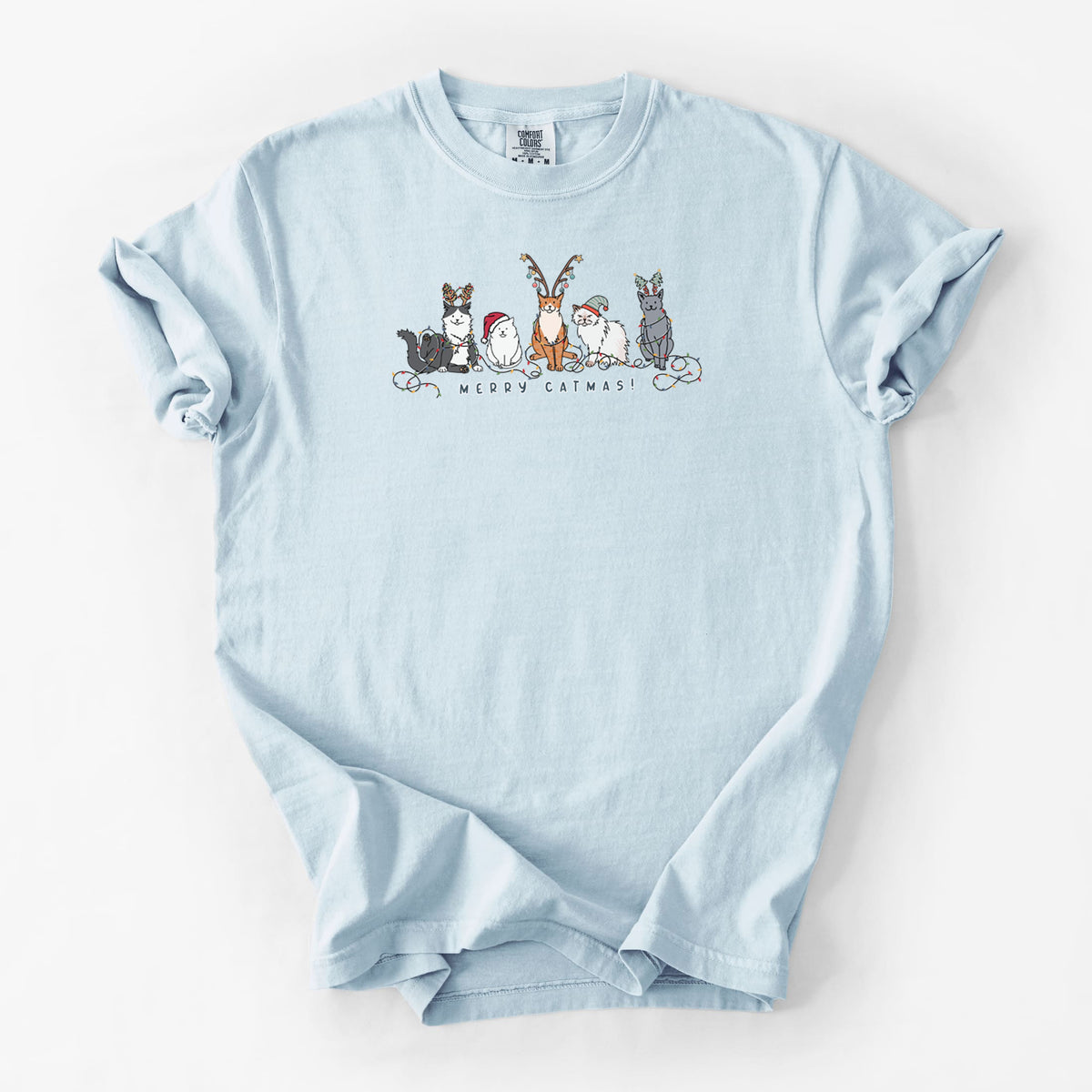 Merry Catmas - Unisex Comfort Colors Garment-Dyed Heavyweight T-shirt in Chambray