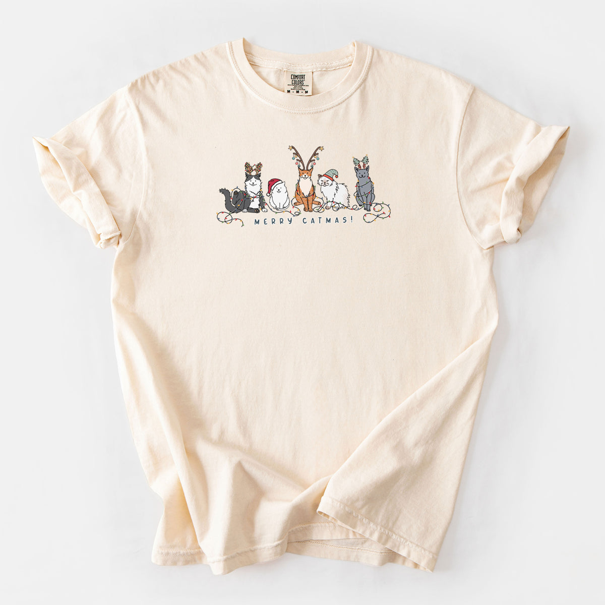 Merry Catmas - Unisex Comfort Colors Garment-Dyed Heavyweight T-shirt in Ivory