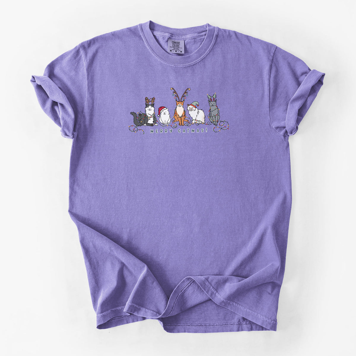 Merry Catmas - Unisex Comfort Colors Garment-Dyed Heavyweight T-shirt in Violet