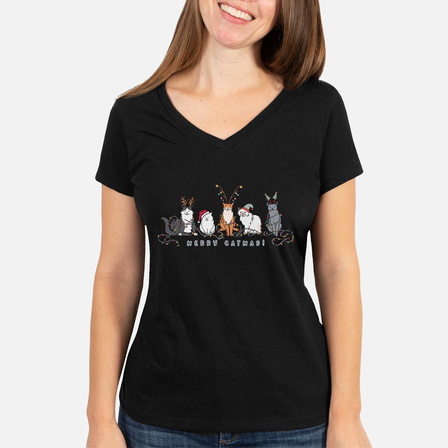 Merry Catmas - Women's Perfect V-neck Shirt