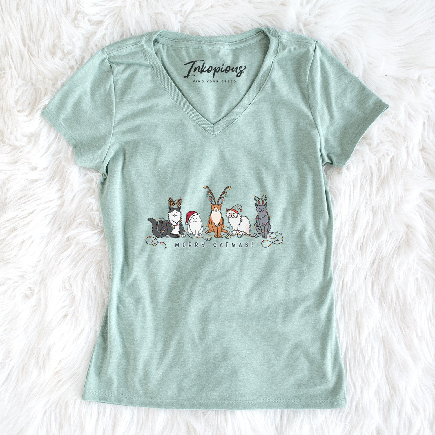 Merry Catmas - Women's Perfect V-neck Shirt