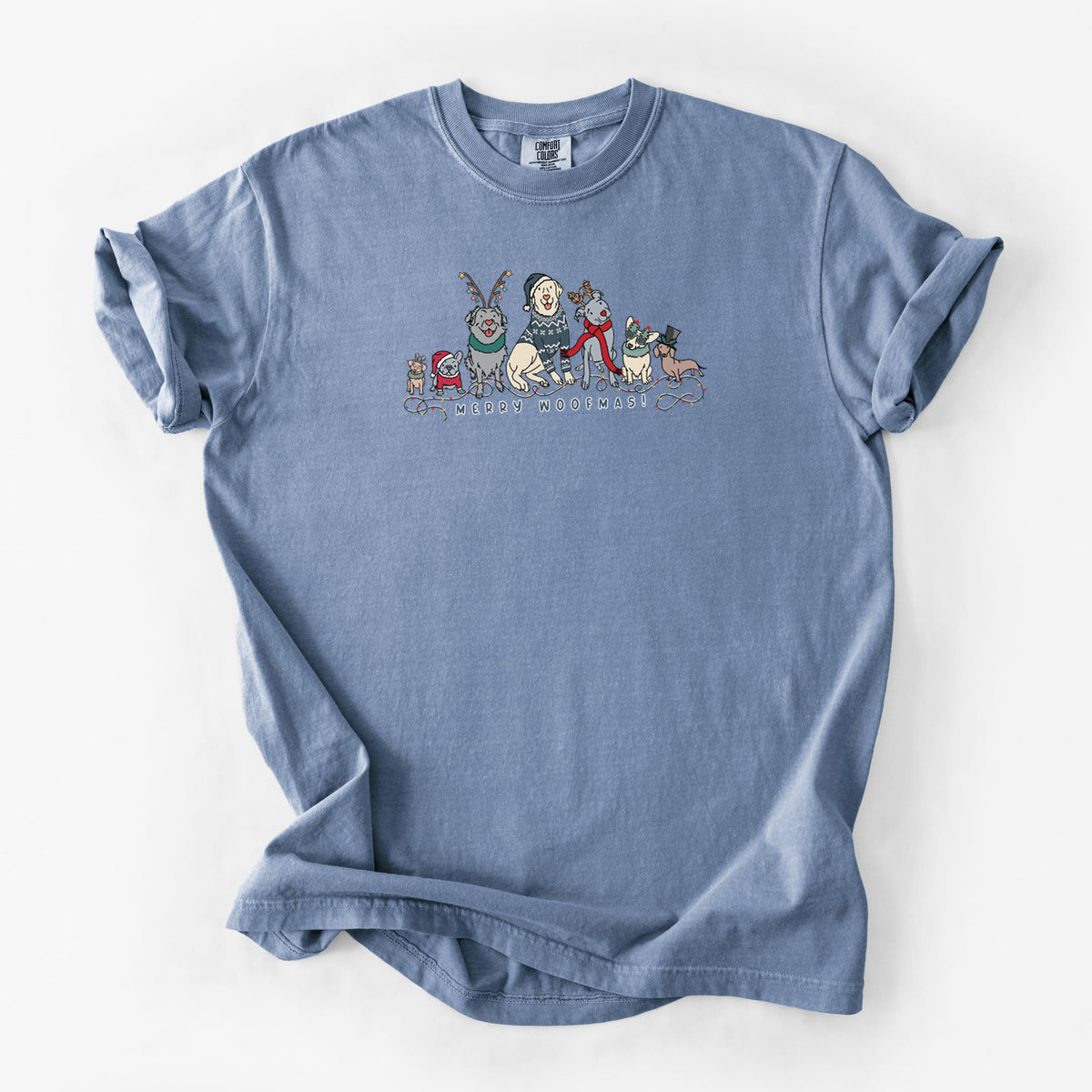 Merry Woofmas - Unisex Comfort Colors Garment-Dyed Heavyweight T-shirt in Blue Jean