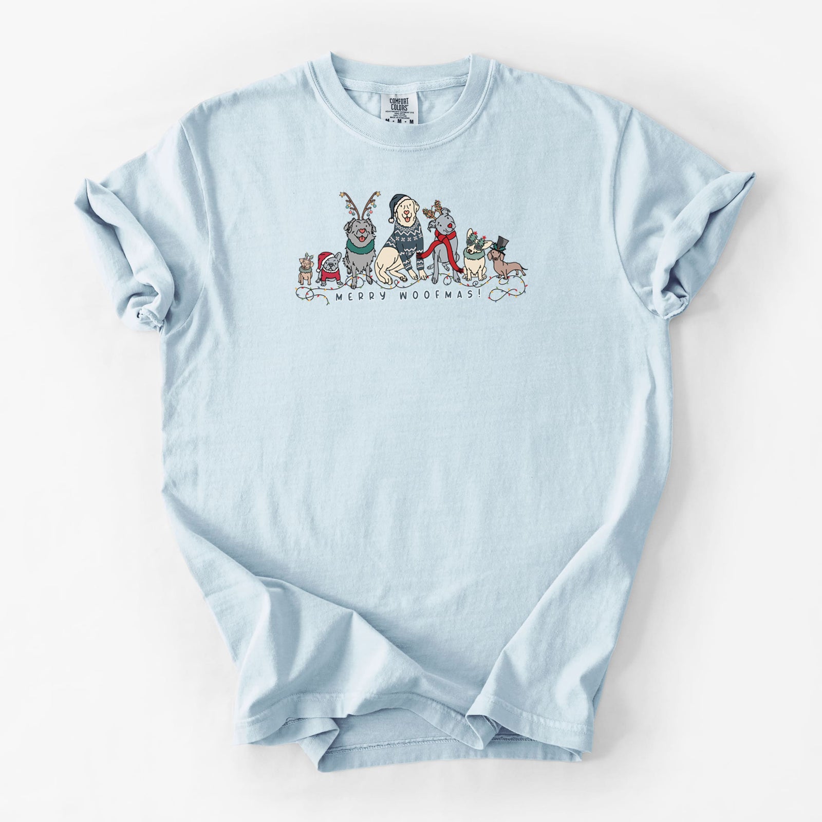 Merry Woofmas - Unisex Comfort Colors Garment-Dyed Heavyweight T-shirt in Chambray