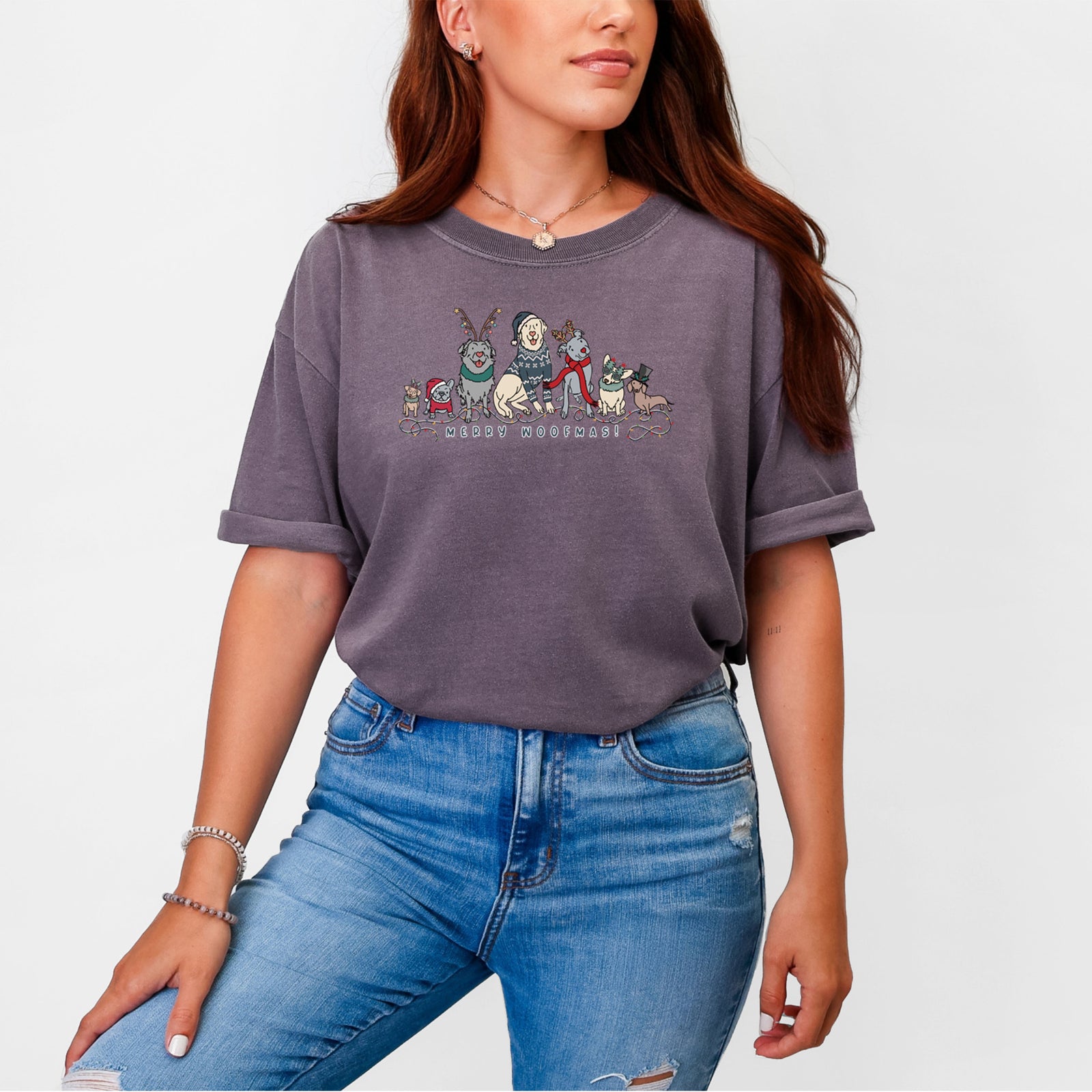 Merry Woofmas - Unisex Comfort Colors Garment-Dyed Heavyweight T-shirt in Blue Jean