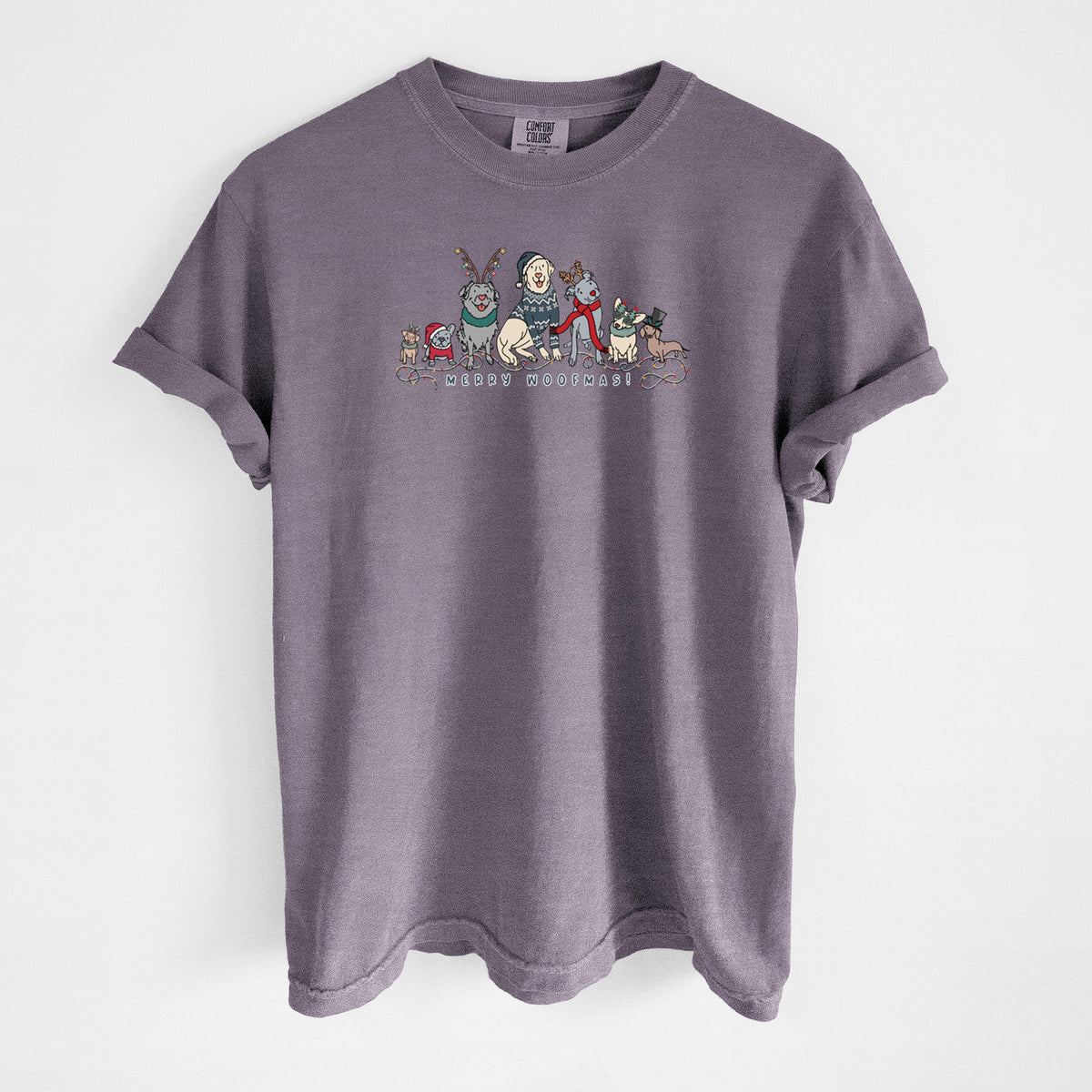 Merry Woofmas - Unisex Comfort Colors Garment-Dyed Heavyweight T-shirt in Wine
