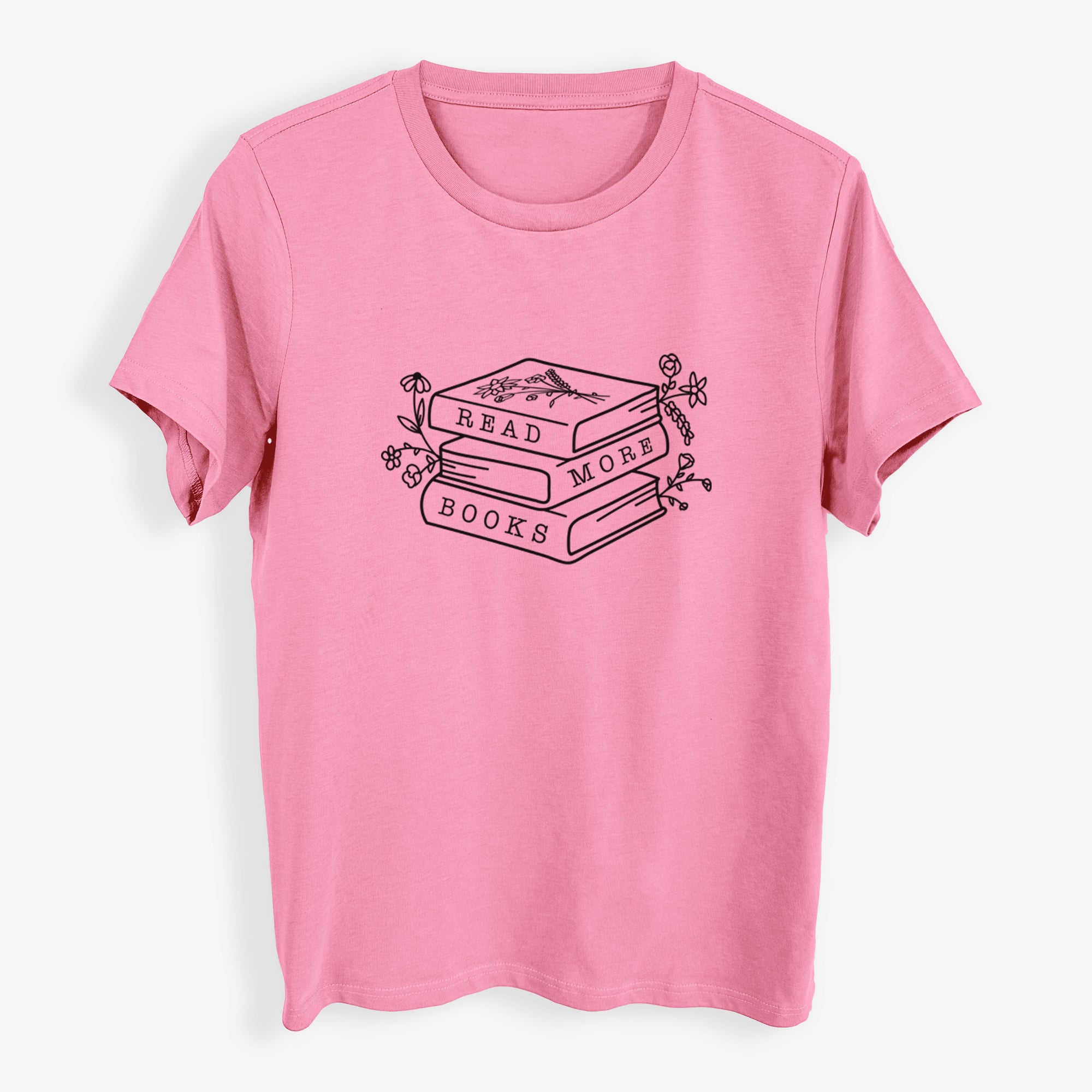 Read More Books - Floral Book Stack - Womens Everyday Maple Tee