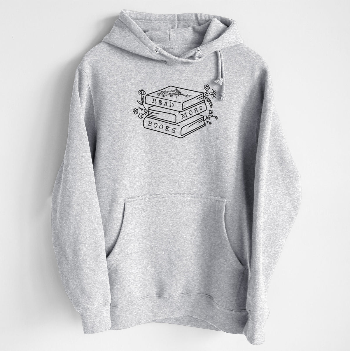 Read More Books - Floral Book Stack - Heavyweight Fleece Hoodie