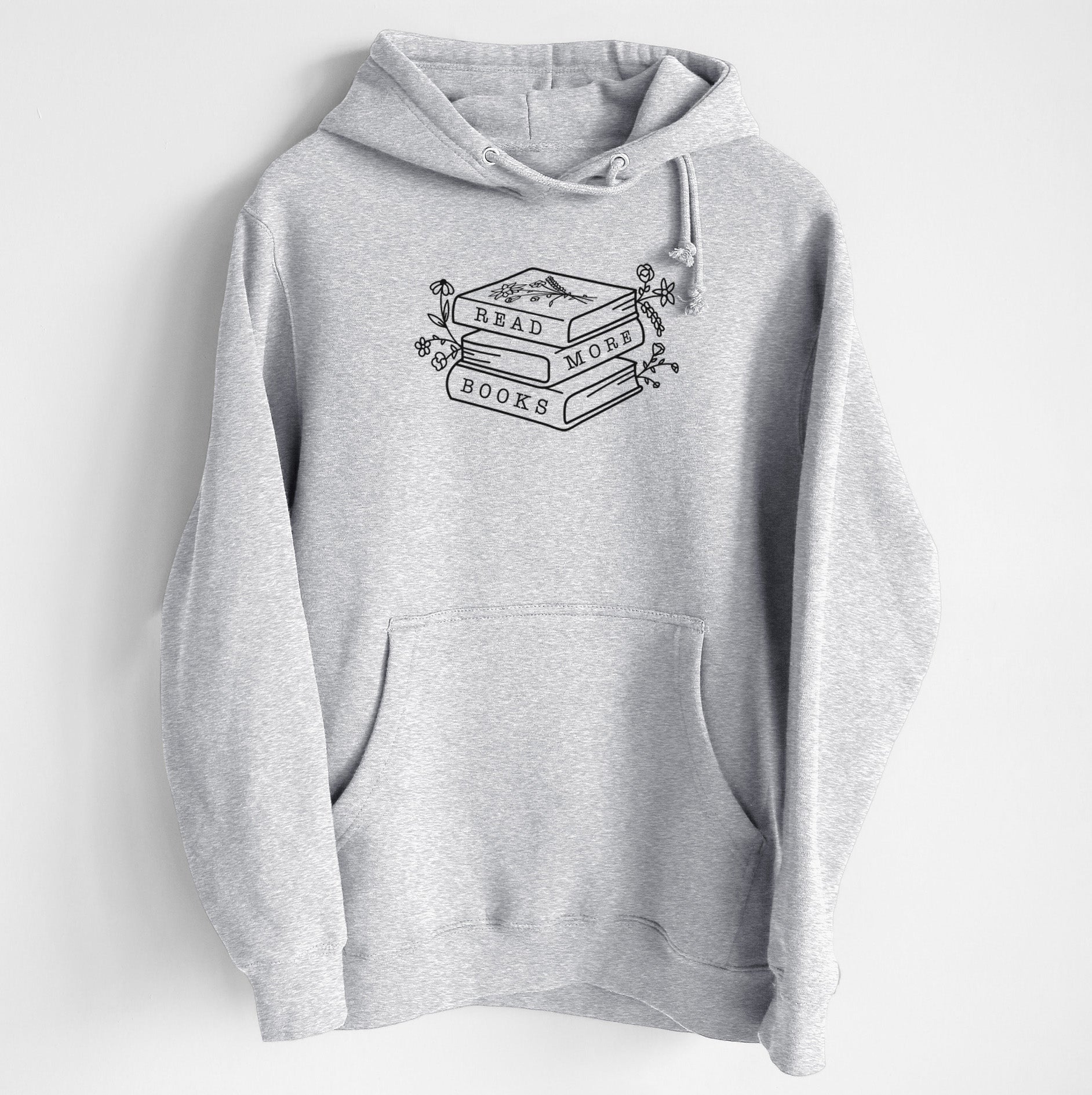 Read More Books - Floral Book Stack - Heavyweight Fleece Hoodie