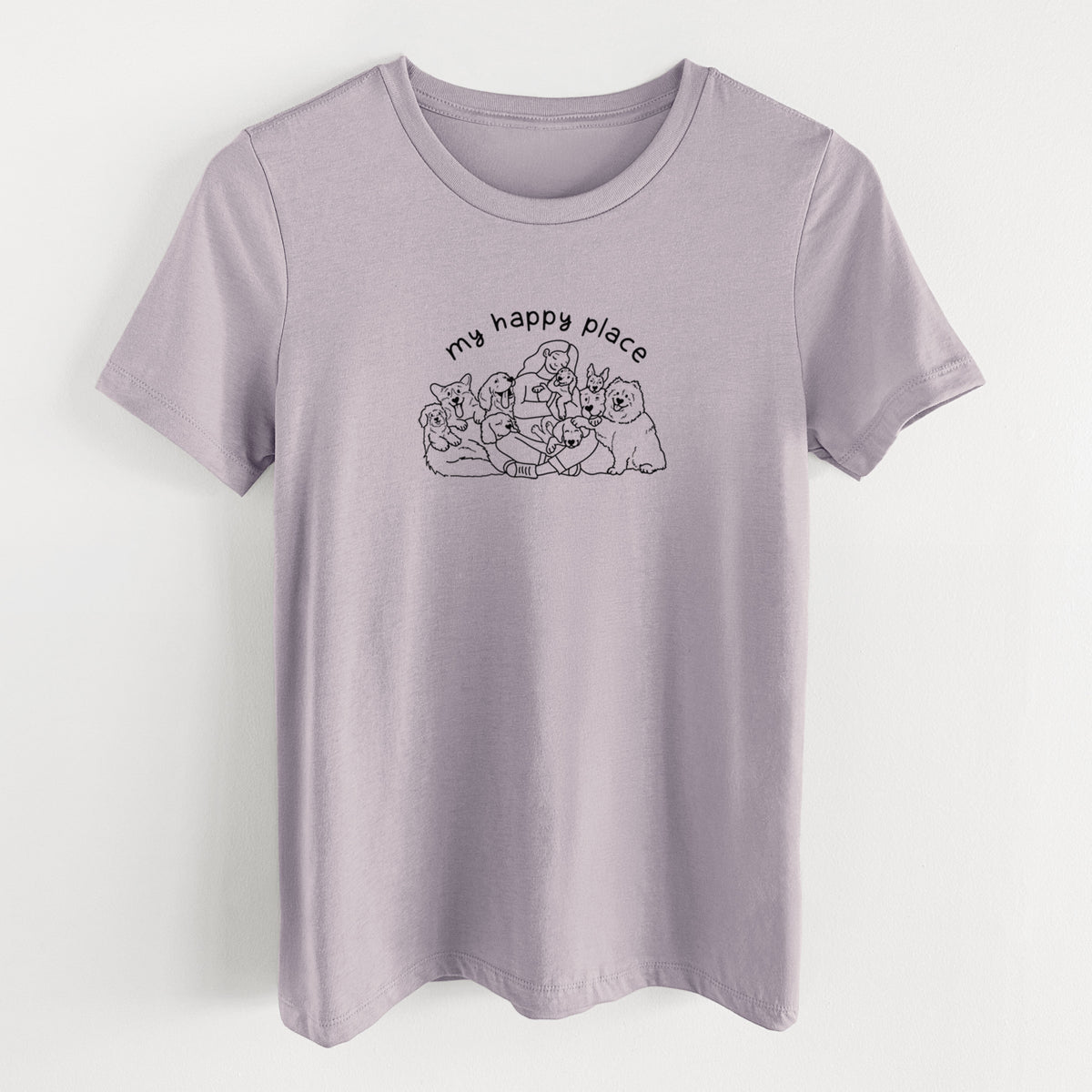My Happy Place - Dogs - Women's Lightweight Relaxed Fit 100% Cotton Crewneck