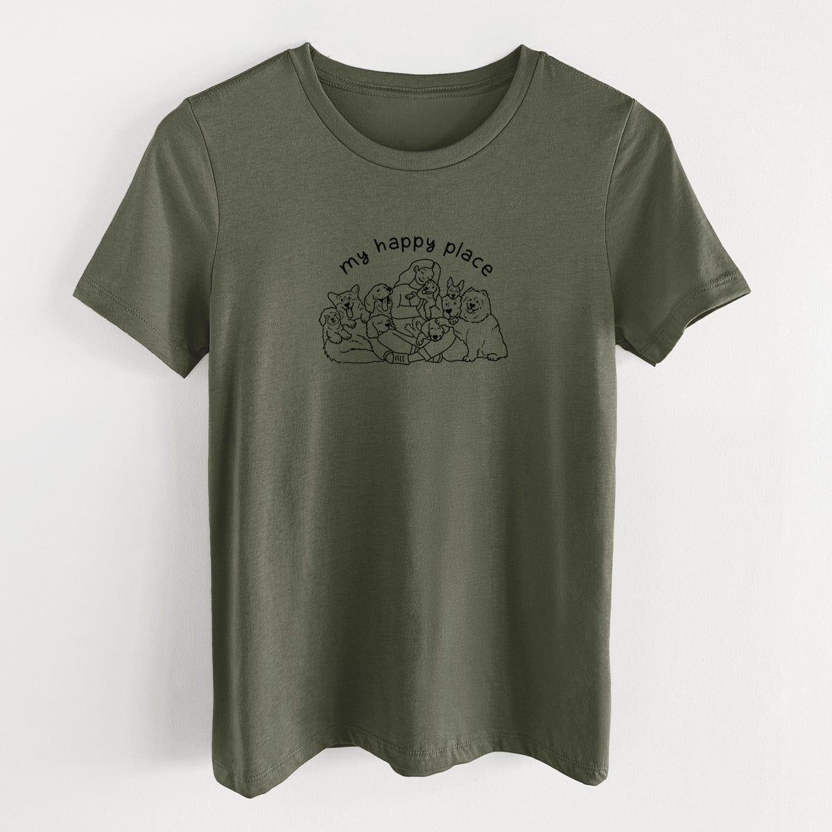 My Happy Place - Dogs - Women's Lightweight Relaxed Fit 100% Cotton Crewneck