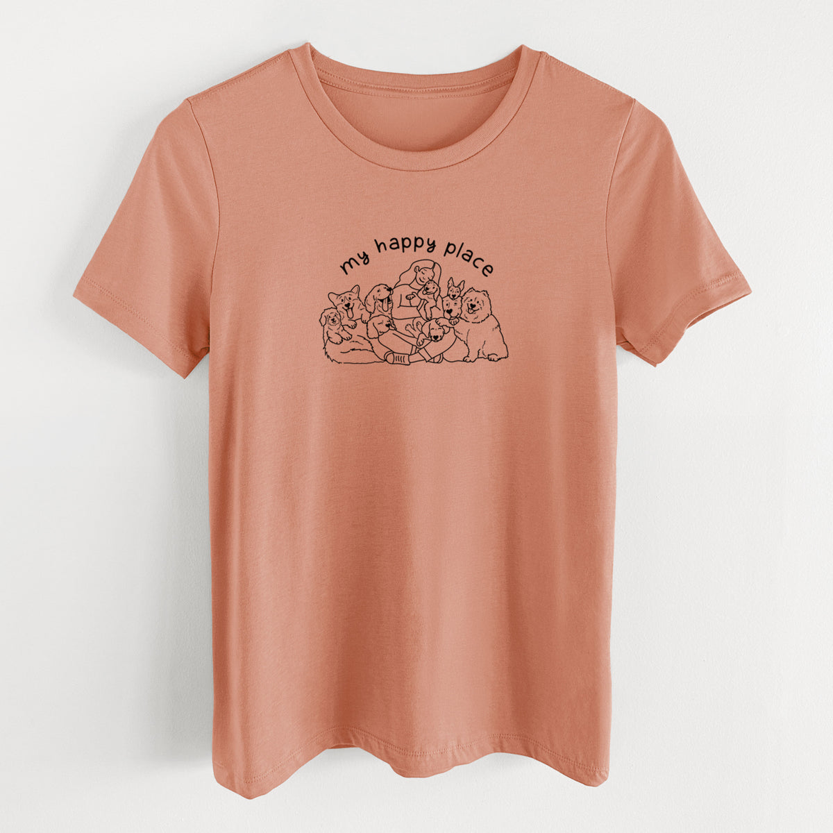 My Happy Place - Dogs - Women's Lightweight Relaxed Fit 100% Cotton Crewneck