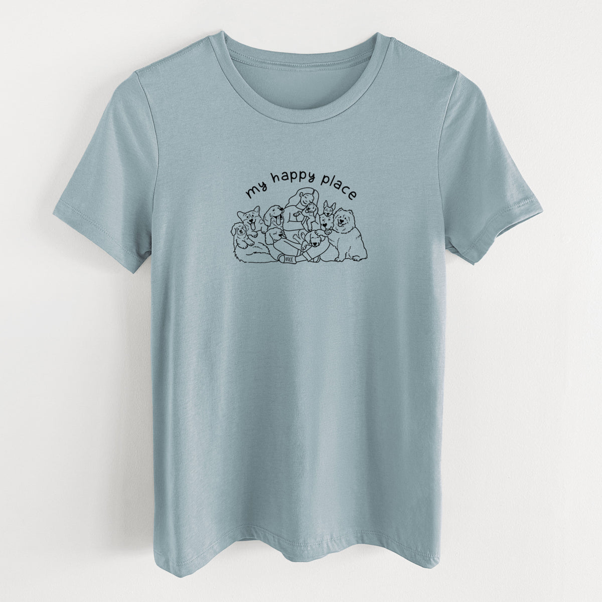 My Happy Place - Dogs - Women's Lightweight Relaxed Fit 100% Cotton Crewneck