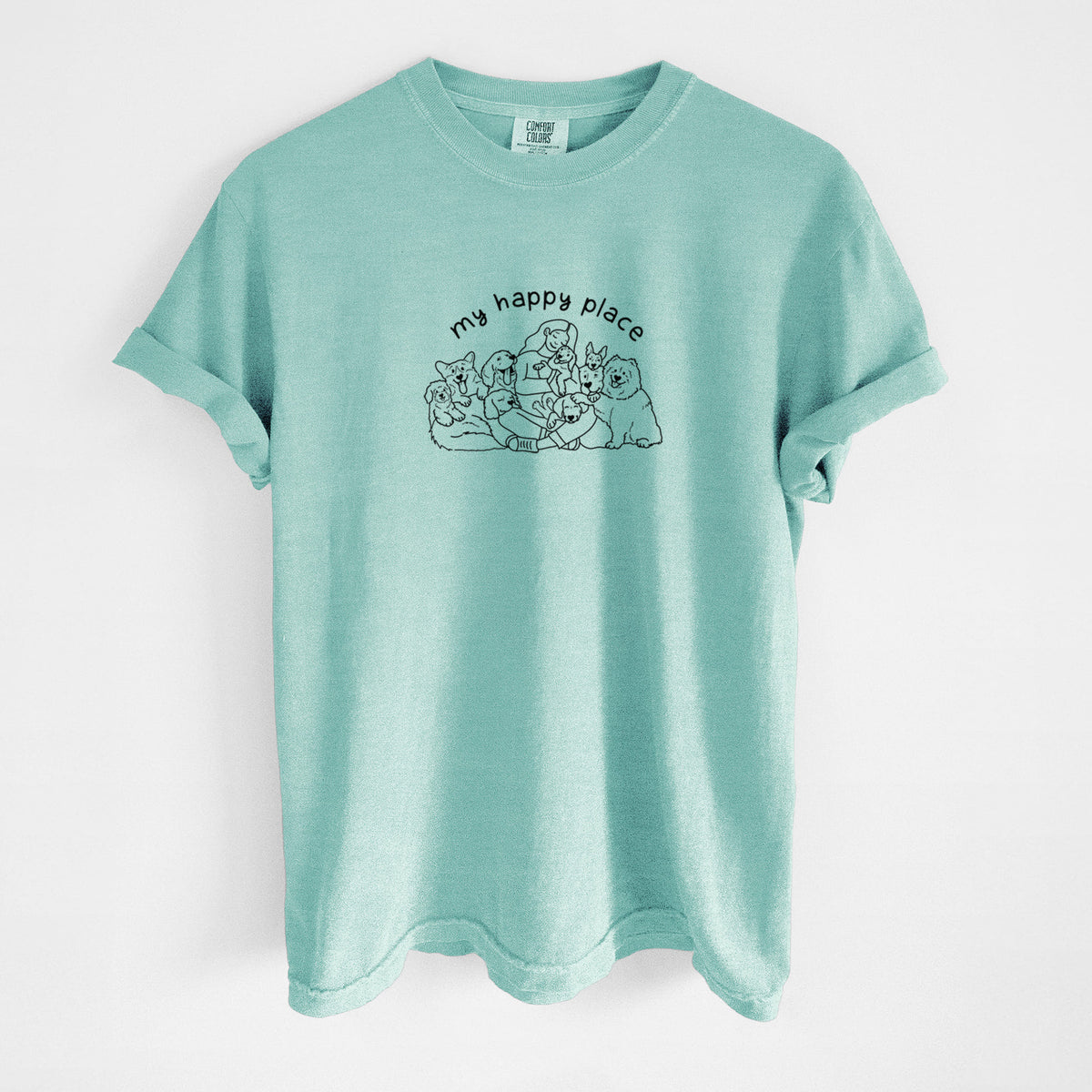 My Happy Place - Dogs - Unisex Comfort Colors Garment-Dyed Heavyweight T-shirt in Chalky Mint