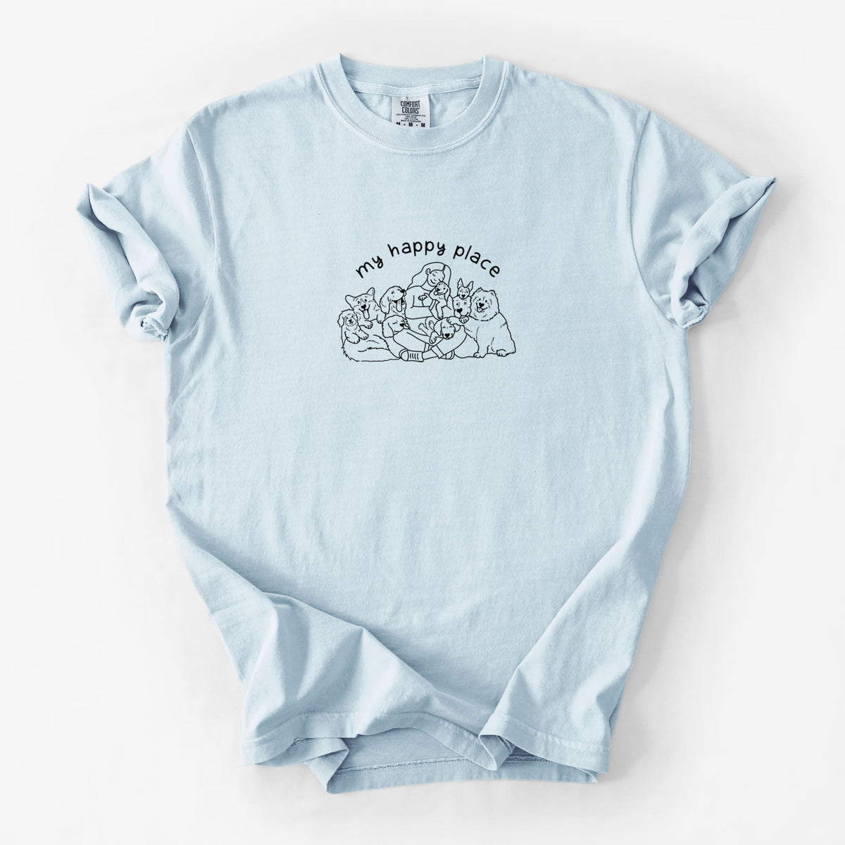 My Happy Place - Dogs - Unisex Comfort Colors Garment-Dyed Heavyweight T-shirt in Chambray