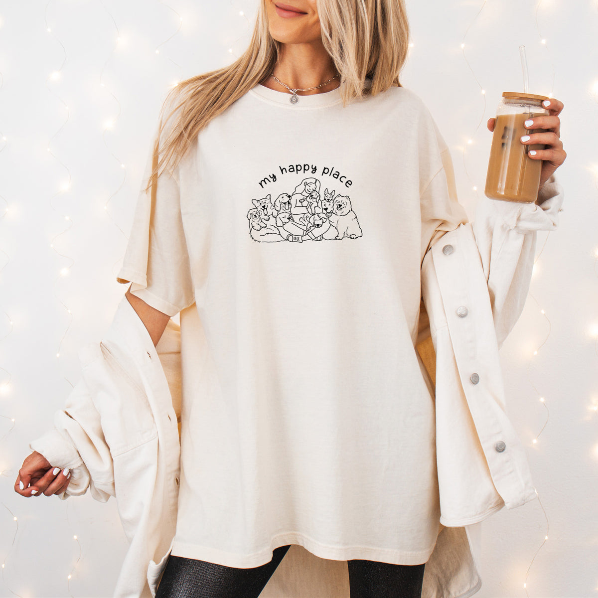 My Happy Place - Dogs - Unisex Comfort Colors Garment-Dyed Heavyweight T-shirt, worn by model