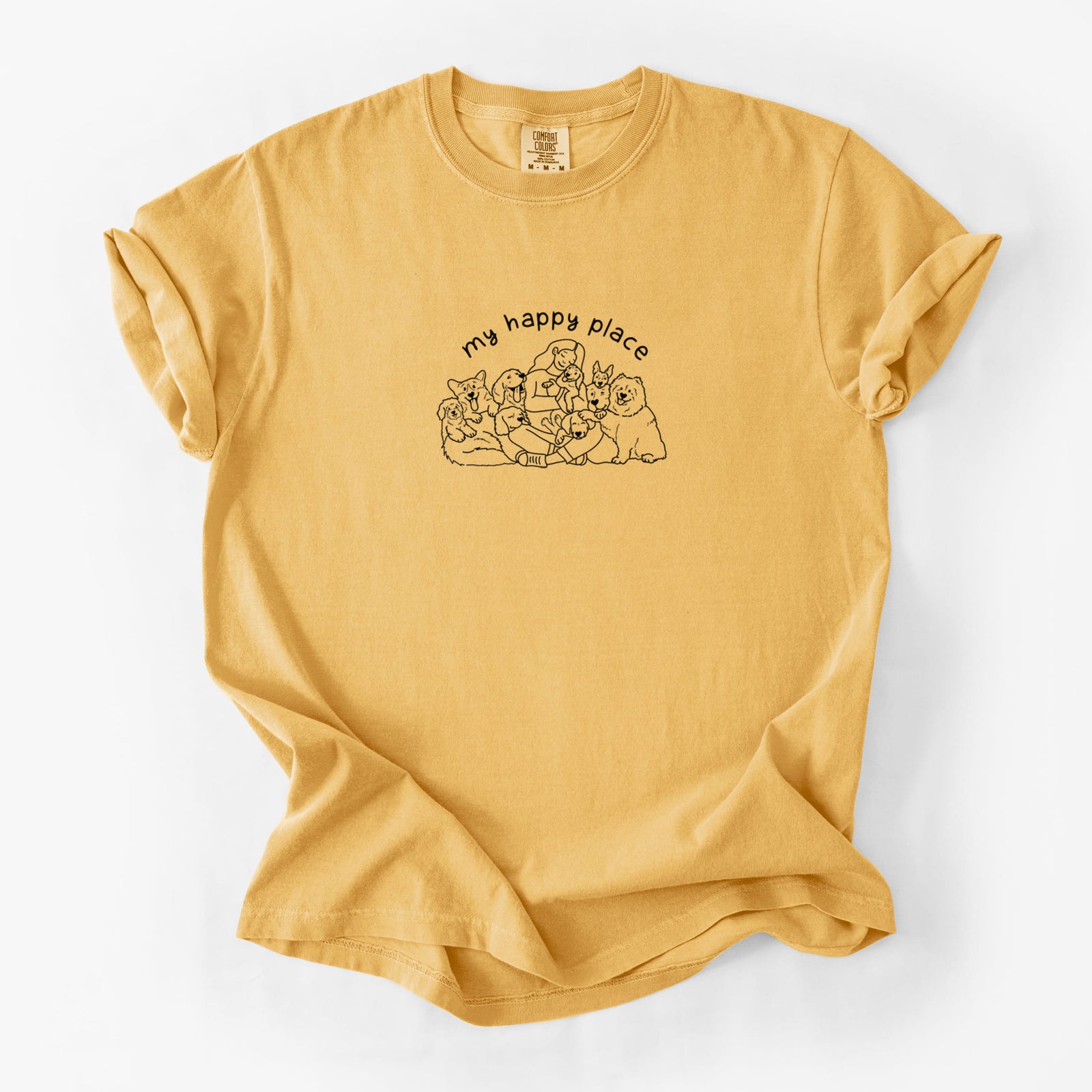 My Happy Place - Dogs - Unisex Comfort Colors Garment-Dyed Heavyweight T-shirt in Golden Wheat