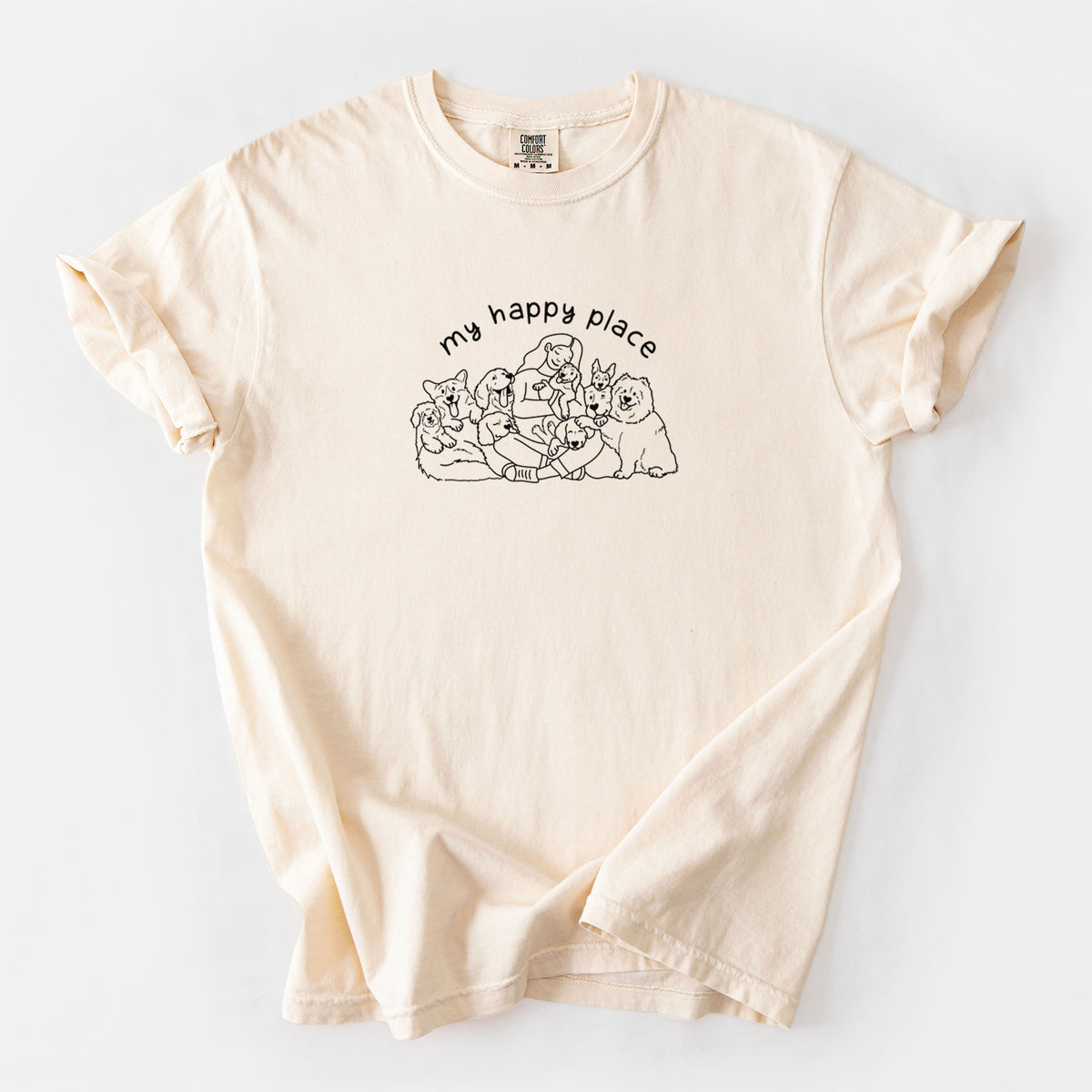 My Happy Place - Dogs - Unisex Comfort Colors Garment-Dyed Heavyweight T-shirt in Ivory