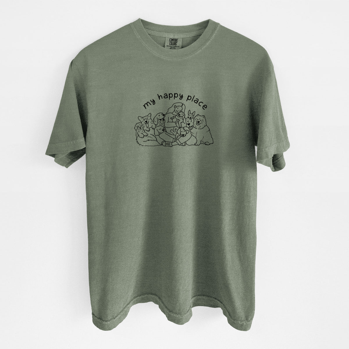 My Happy Place - Dogs - Unisex Comfort Colors Garment-Dyed Heavyweight T-shirt in Moss