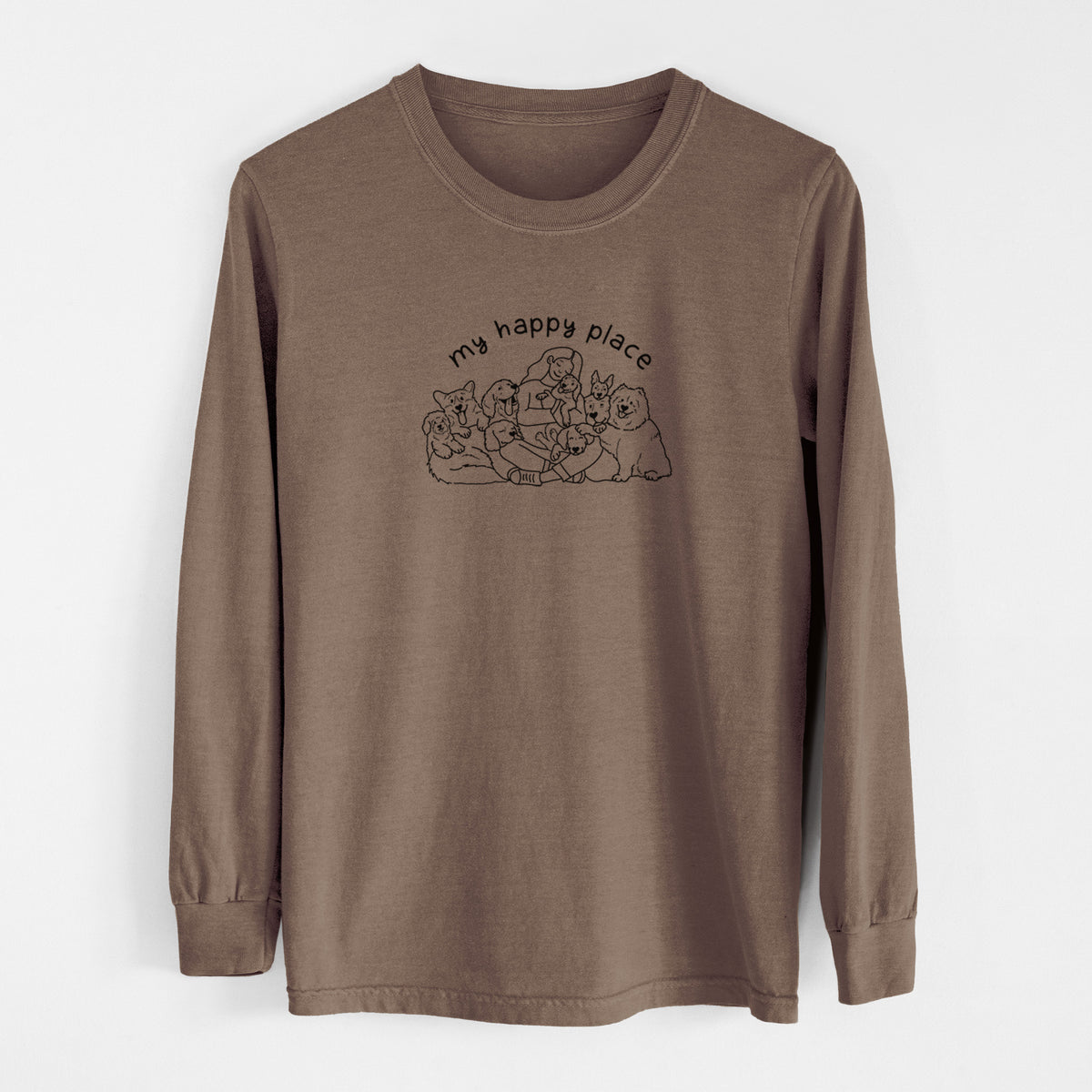 My Happy Place - Dogs - Men's Heavyweight 100% Cotton Long Sleeve